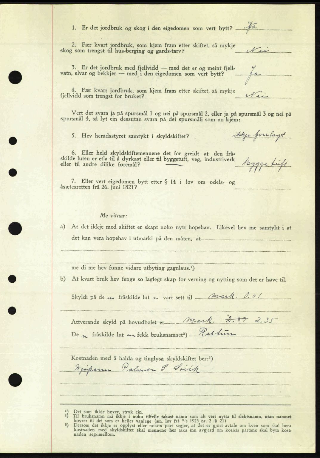 Nordre Sunnmøre sorenskriveri, AV/SAT-A-0006/1/2/2C/2Ca: Pantebok nr. A23, 1946-1947, Dagboknr: 140/1947