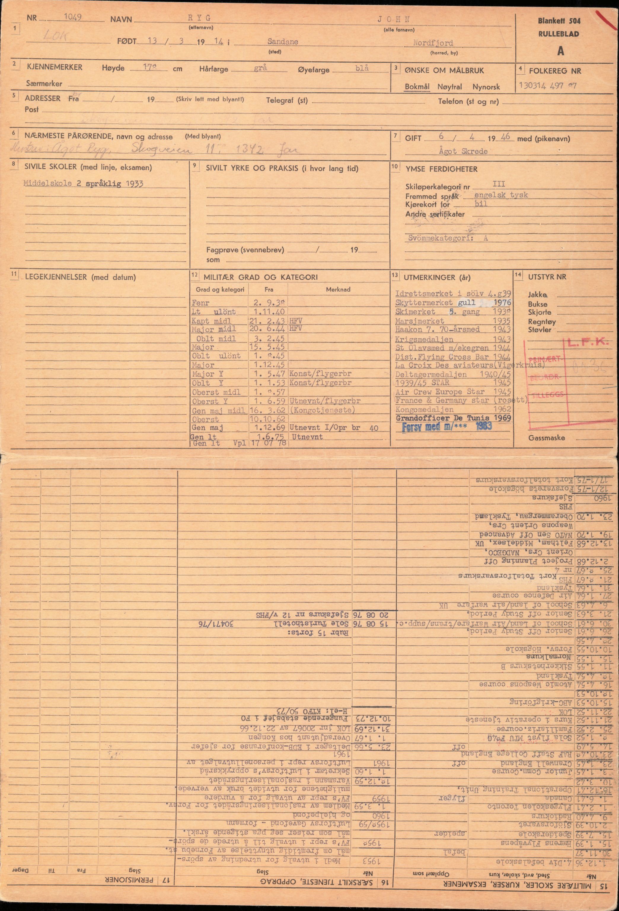 Forsvaret, Forsvarets overkommando/Luftforsvarsstaben, AV/RA-RAFA-4079/P/Pa/L0038: Personellpapirer, 1914, s. 3