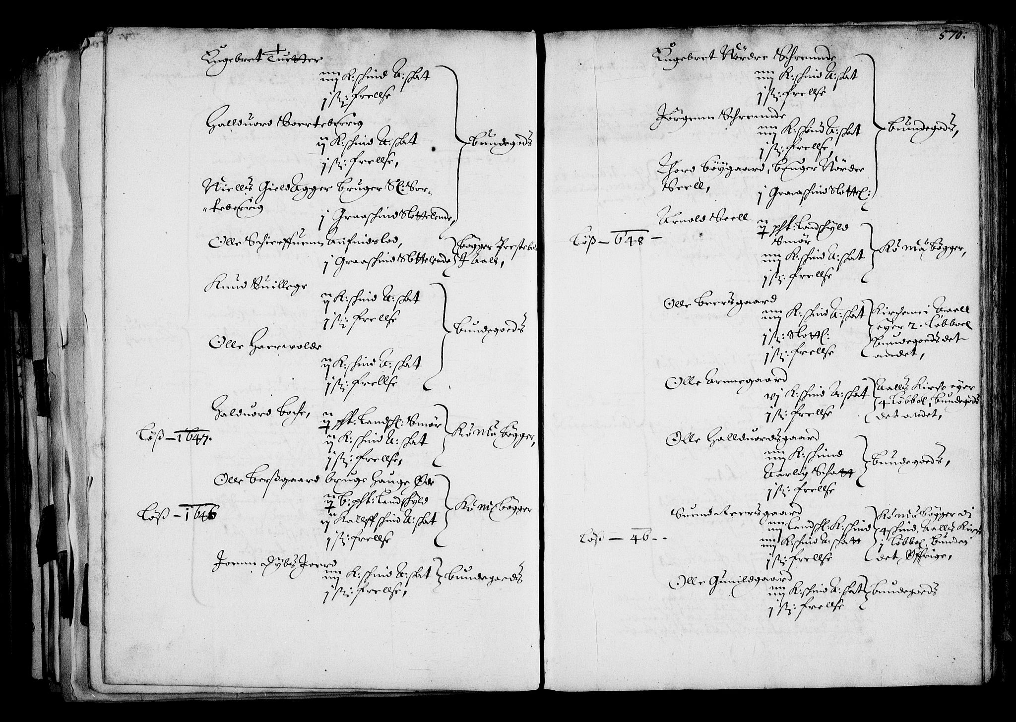 Rentekammeret inntil 1814, Realistisk ordnet avdeling, AV/RA-EA-4070/N/Na/L0001: [XI f]: Akershus stifts jordebok, 1652, s. 569b-570a