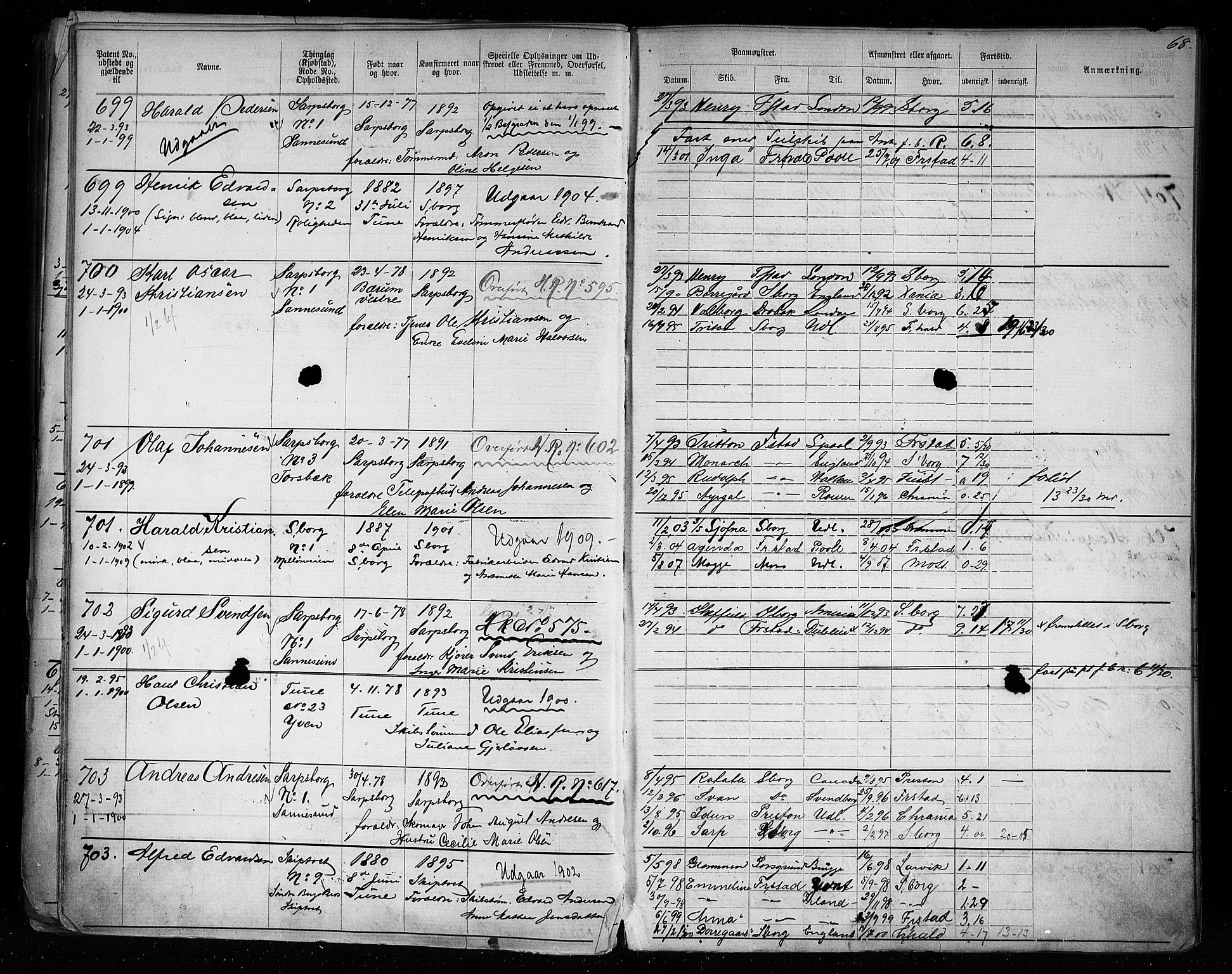 Sarpsborg mønstringskontor, AV/SAO-A-10569c/F/Fc/Fca/L0005: Annotasjonsrulle, 1881-1913, s. 73