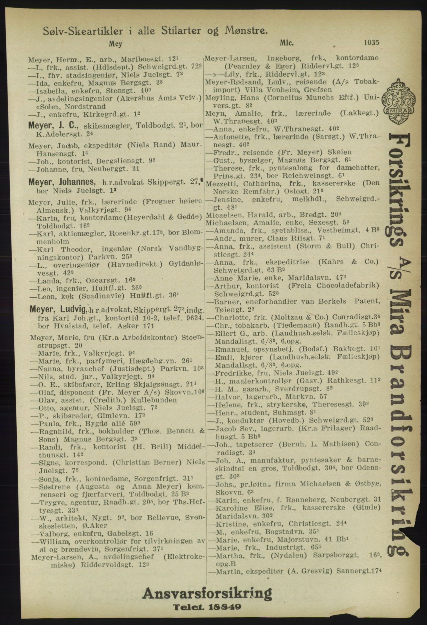 Kristiania/Oslo adressebok, PUBL/-, 1918, s. 1060