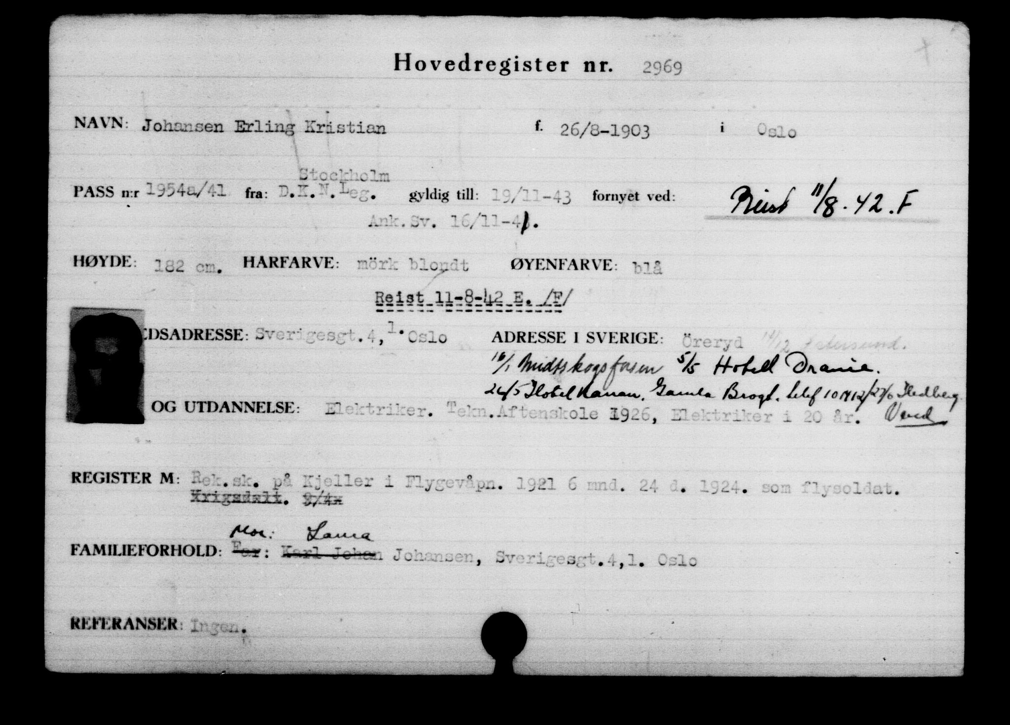 Utenriksstasjonene, Legasjonen i Stockholm, Flyktningkontoret, AV/RA-S-6753/V/Va/L0003: Kjesäterkartoteket, flyktninger med registreringsnr. 2001-3495, 1940-1945, s. 1382