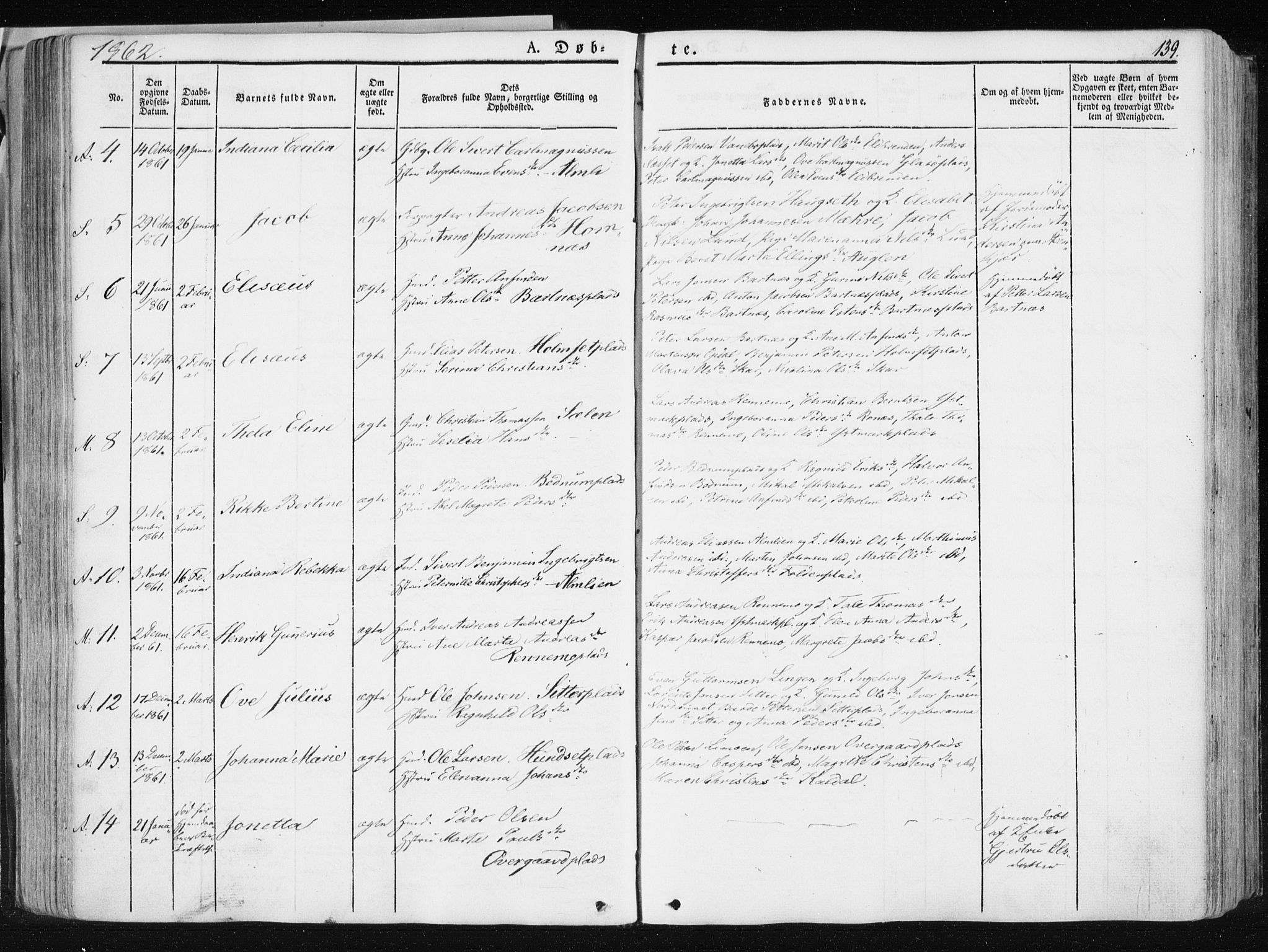 Ministerialprotokoller, klokkerbøker og fødselsregistre - Nord-Trøndelag, SAT/A-1458/741/L0393: Ministerialbok nr. 741A07, 1849-1863, s. 139