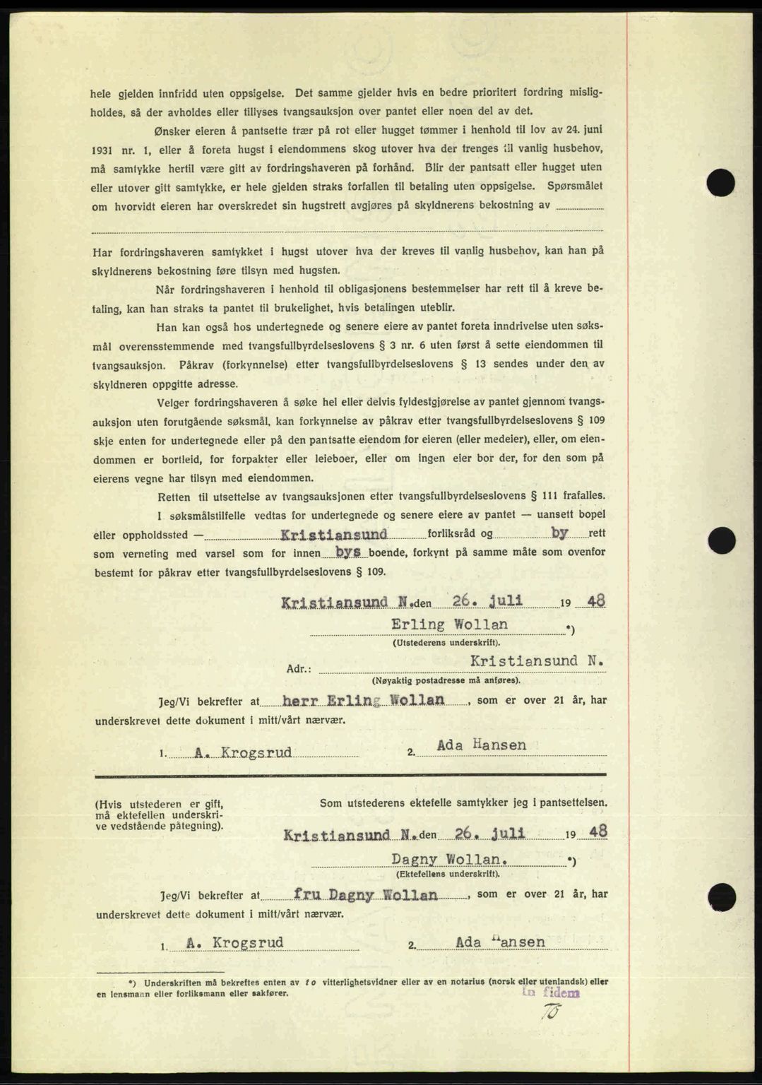 Kristiansund byfogd, AV/SAT-A-4587/A/27: Pantebok nr. 44, 1947-1948, Dagboknr: 1050/1948