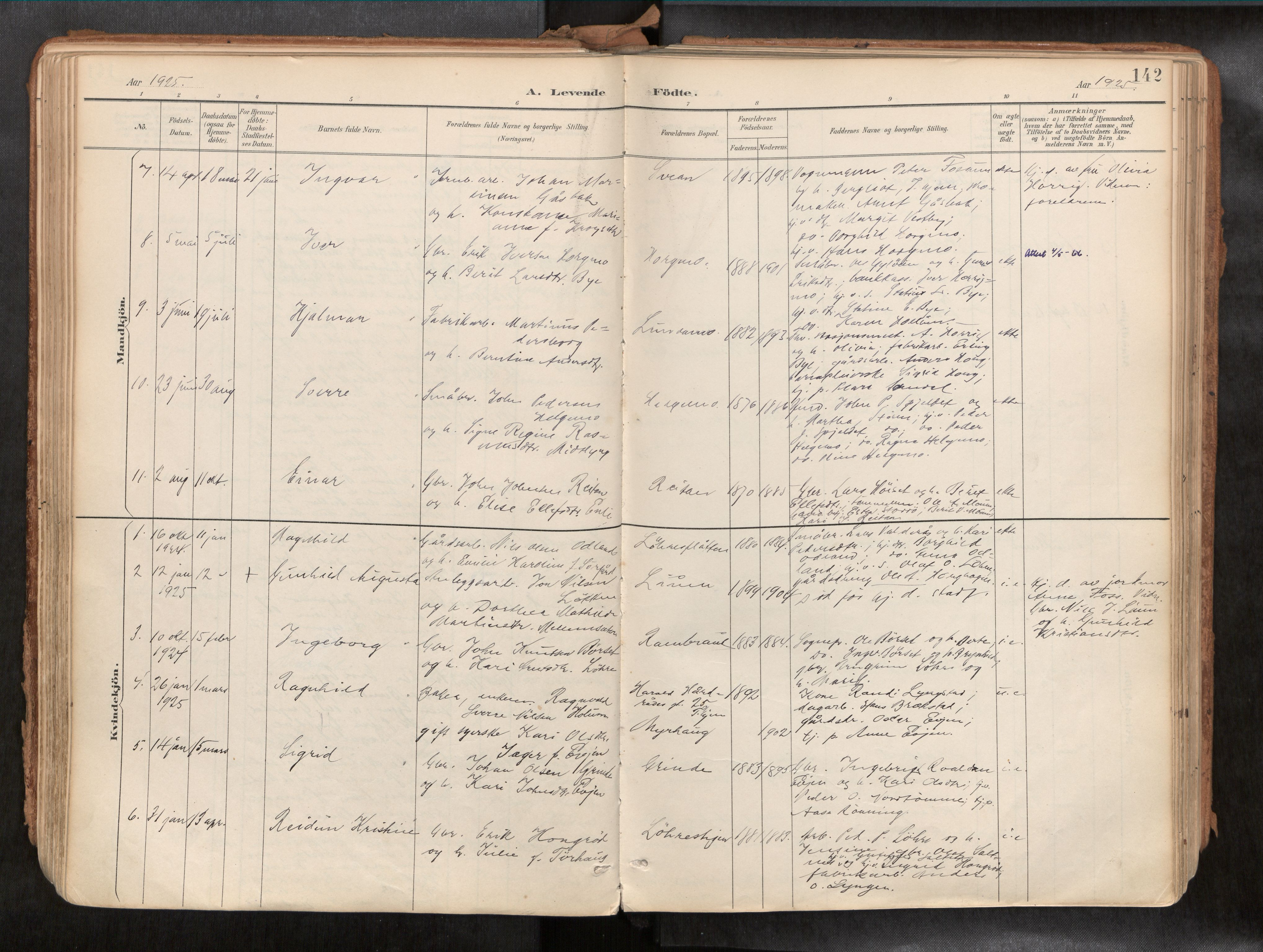 Ministerialprotokoller, klokkerbøker og fødselsregistre - Sør-Trøndelag, AV/SAT-A-1456/692/L1105b: Ministerialbok nr. 692A06, 1891-1934, s. 142