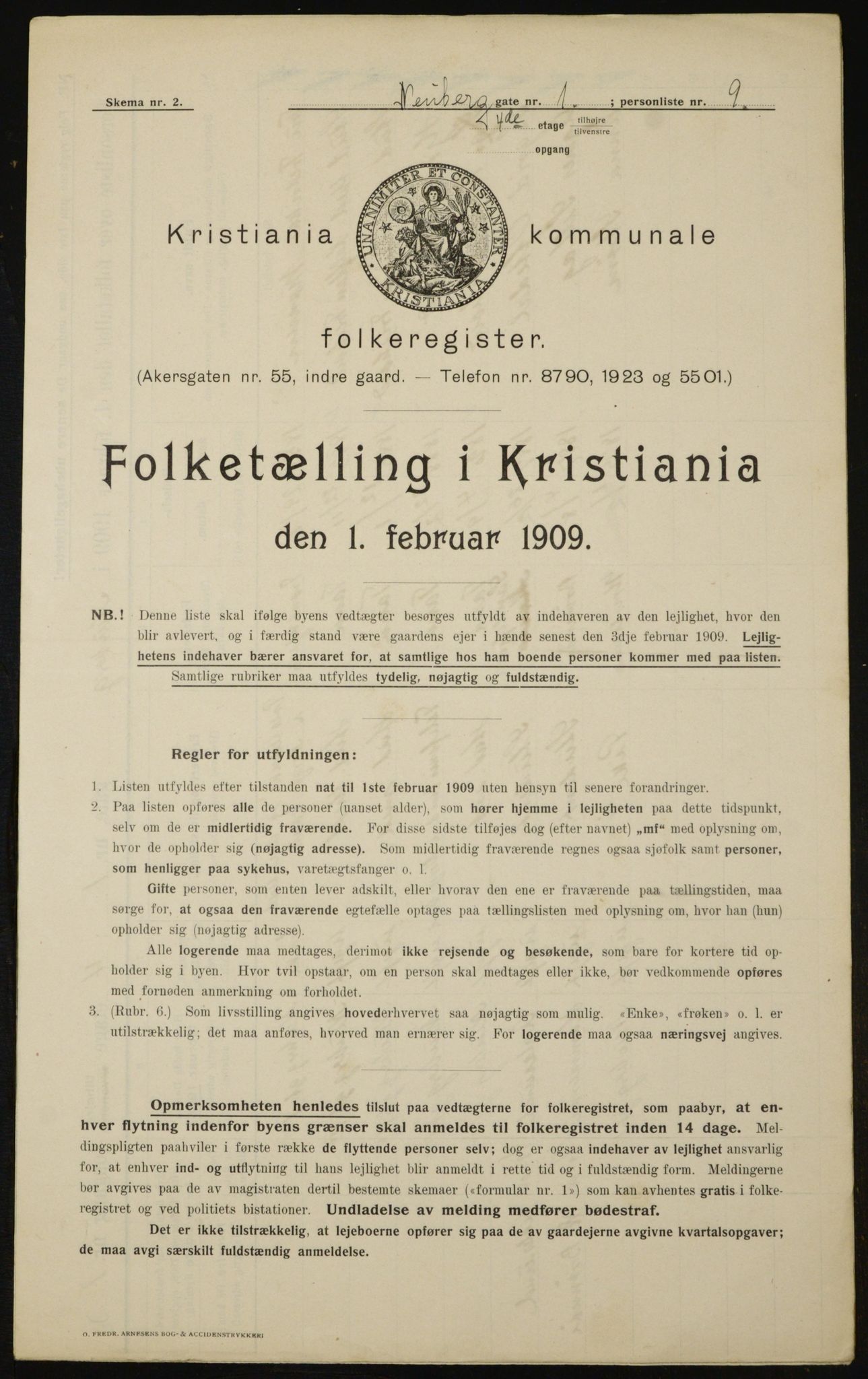 OBA, Kommunal folketelling 1.2.1909 for Kristiania kjøpstad, 1909, s. 63174