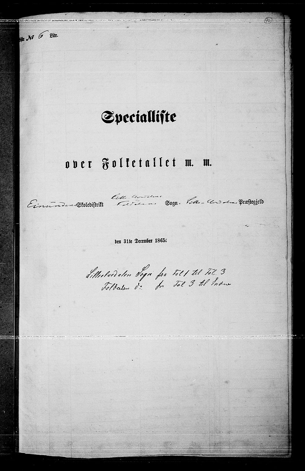 RA, Folketelling 1865 for 0438P Lille Elvedalen prestegjeld, 1865, s. 84