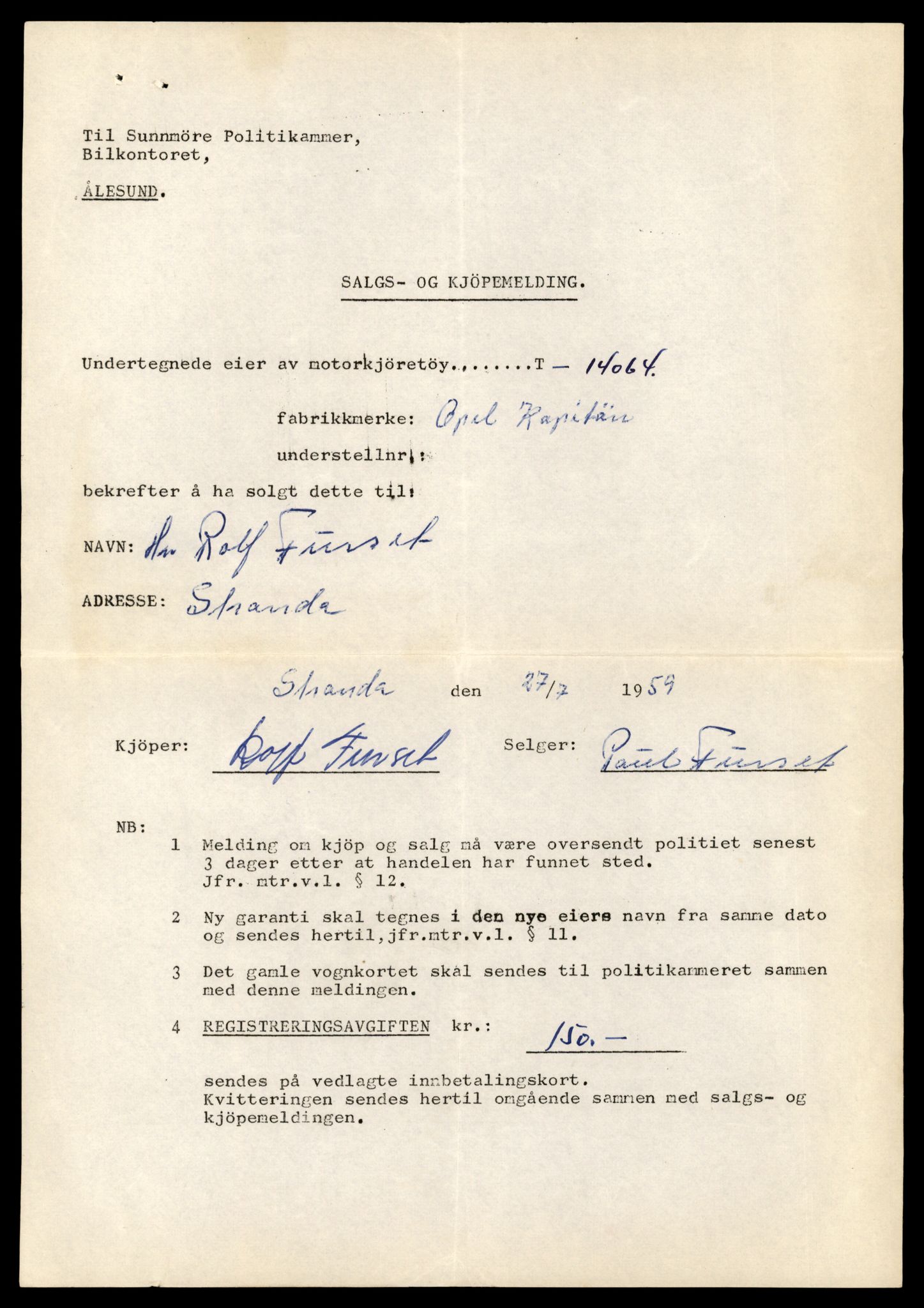 Møre og Romsdal vegkontor - Ålesund trafikkstasjon, AV/SAT-A-4099/F/Fe/L0042: Registreringskort for kjøretøy T 13906 - T 14079, 1927-1998, s. 2804
