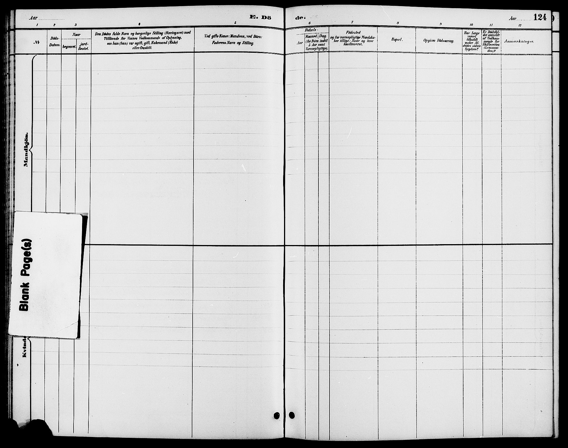 Gjerstad sokneprestkontor, SAK/1111-0014/F/Fb/Fbb/L0004: Klokkerbok nr. B 4, 1890-1910, s. 124