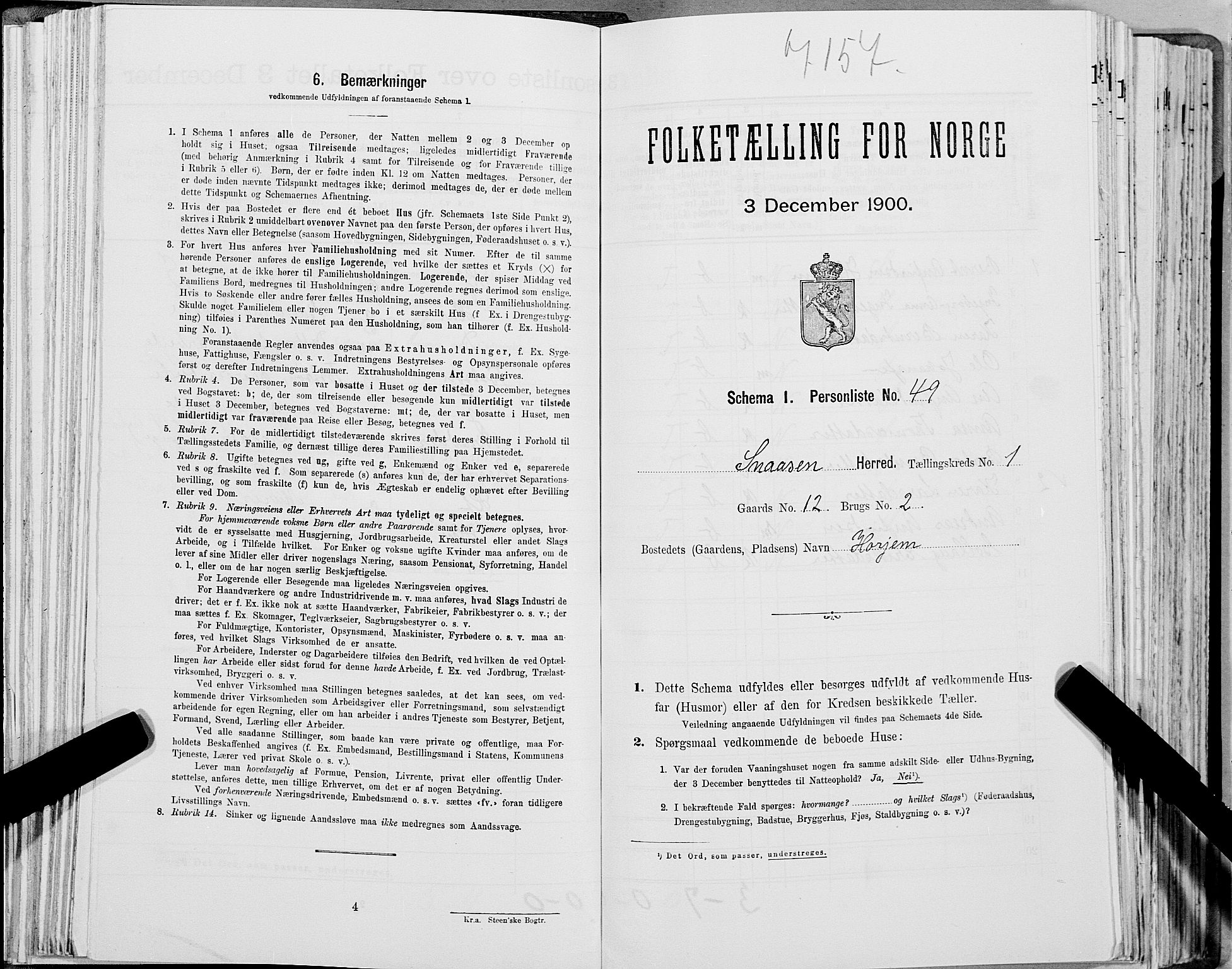 SAT, Folketelling 1900 for 1736 Snåsa herred, 1900, s. 165