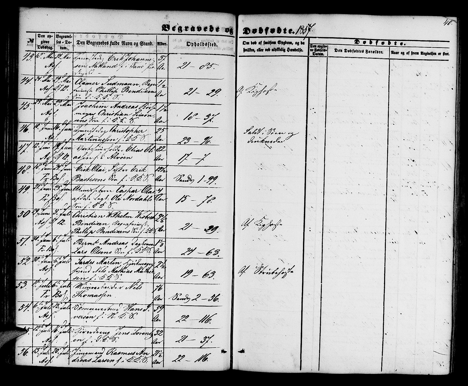 Korskirken sokneprestembete, AV/SAB-A-76101/H/Hab: Klokkerbok nr. E 2, 1851-1871, s. 40