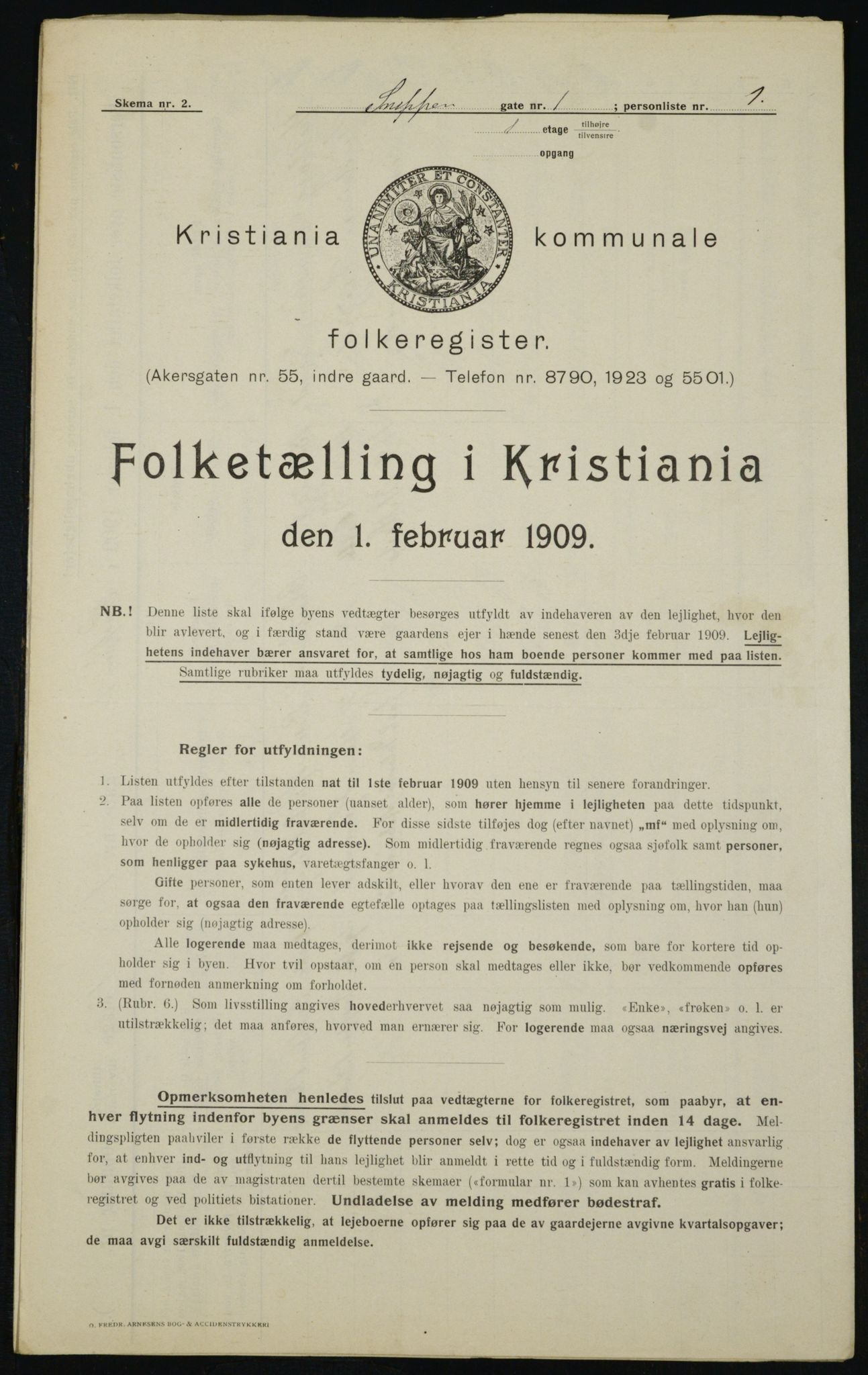 OBA, Kommunal folketelling 1.2.1909 for Kristiania kjøpstad, 1909, s. 88835