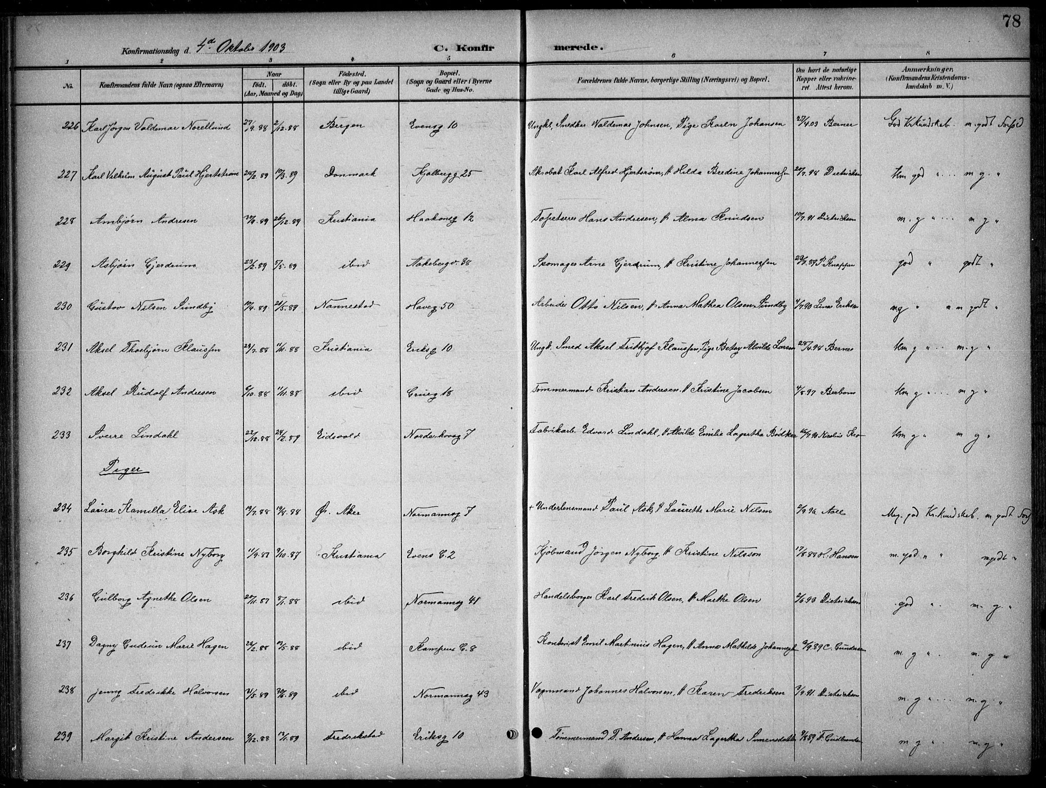 Kampen prestekontor Kirkebøker, AV/SAO-A-10853/F/Fa/L0009: Ministerialbok nr. I 9, 1899-1911, s. 78