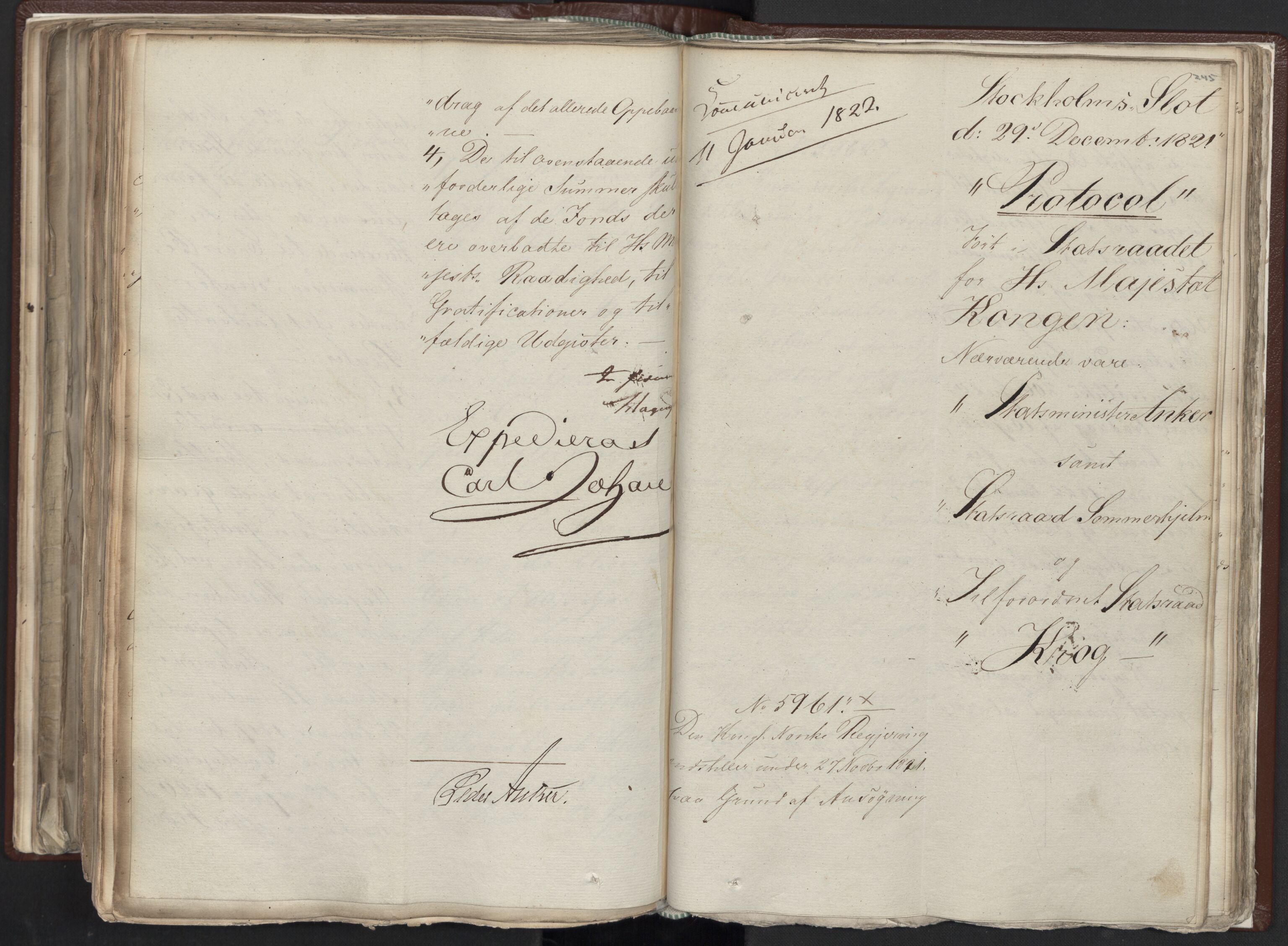Statsrådssekretariatet, AV/RA-S-1001/A/Ab/L0012: Kgl. res. nr. 5679-6008 II, 1821, s. 244b-245a