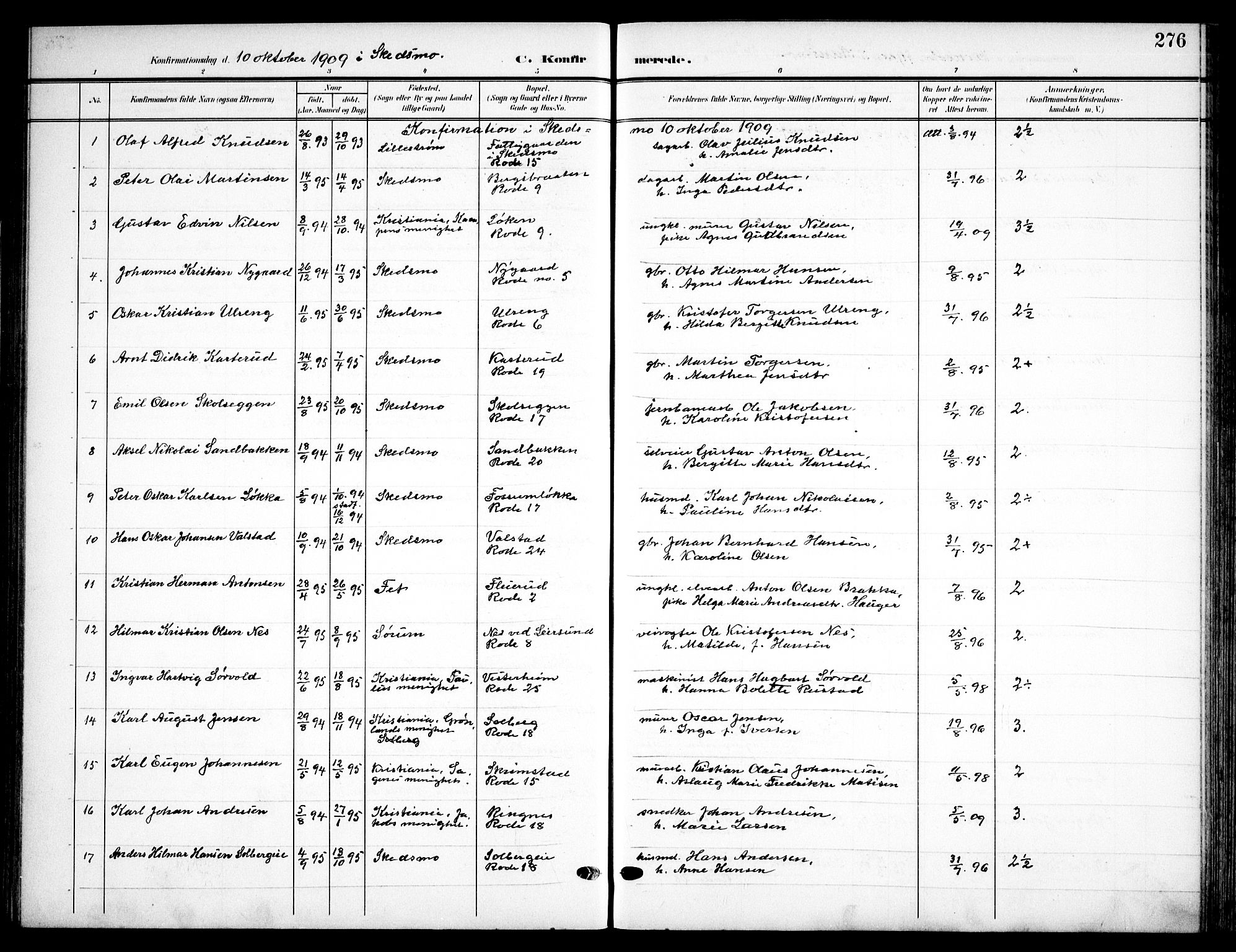 Skedsmo prestekontor Kirkebøker, AV/SAO-A-10033a/F/Fa/L0015: Ministerialbok nr. I 15, 1902-1917, s. 276