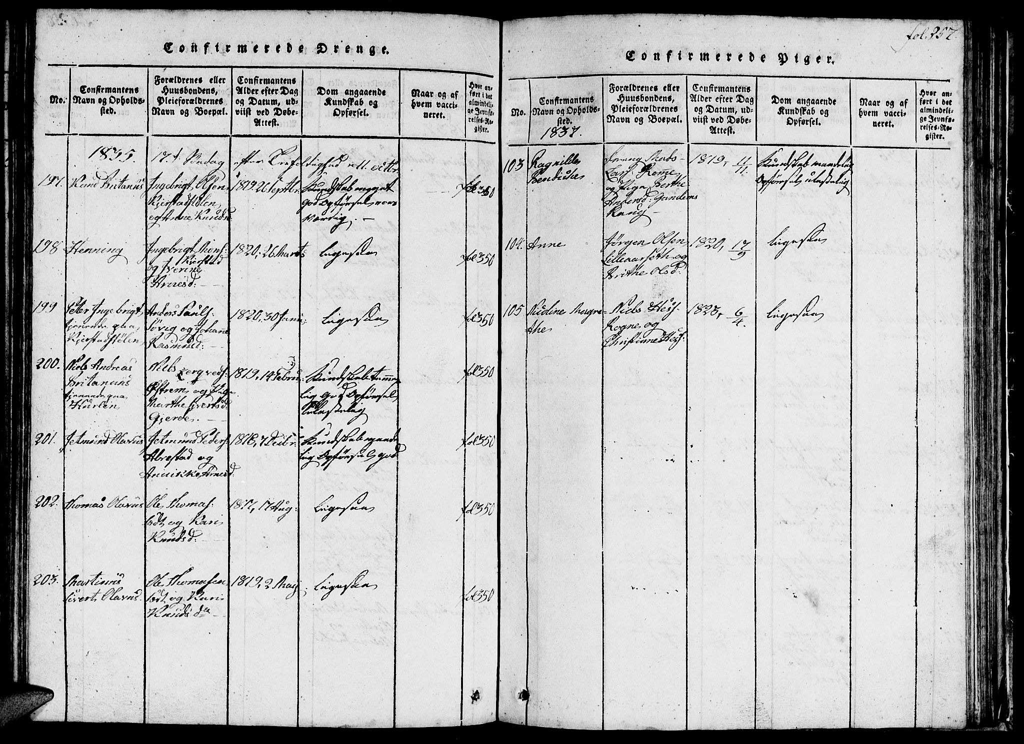 Ministerialprotokoller, klokkerbøker og fødselsregistre - Møre og Romsdal, AV/SAT-A-1454/536/L0506: Klokkerbok nr. 536C01, 1818-1859, s. 257