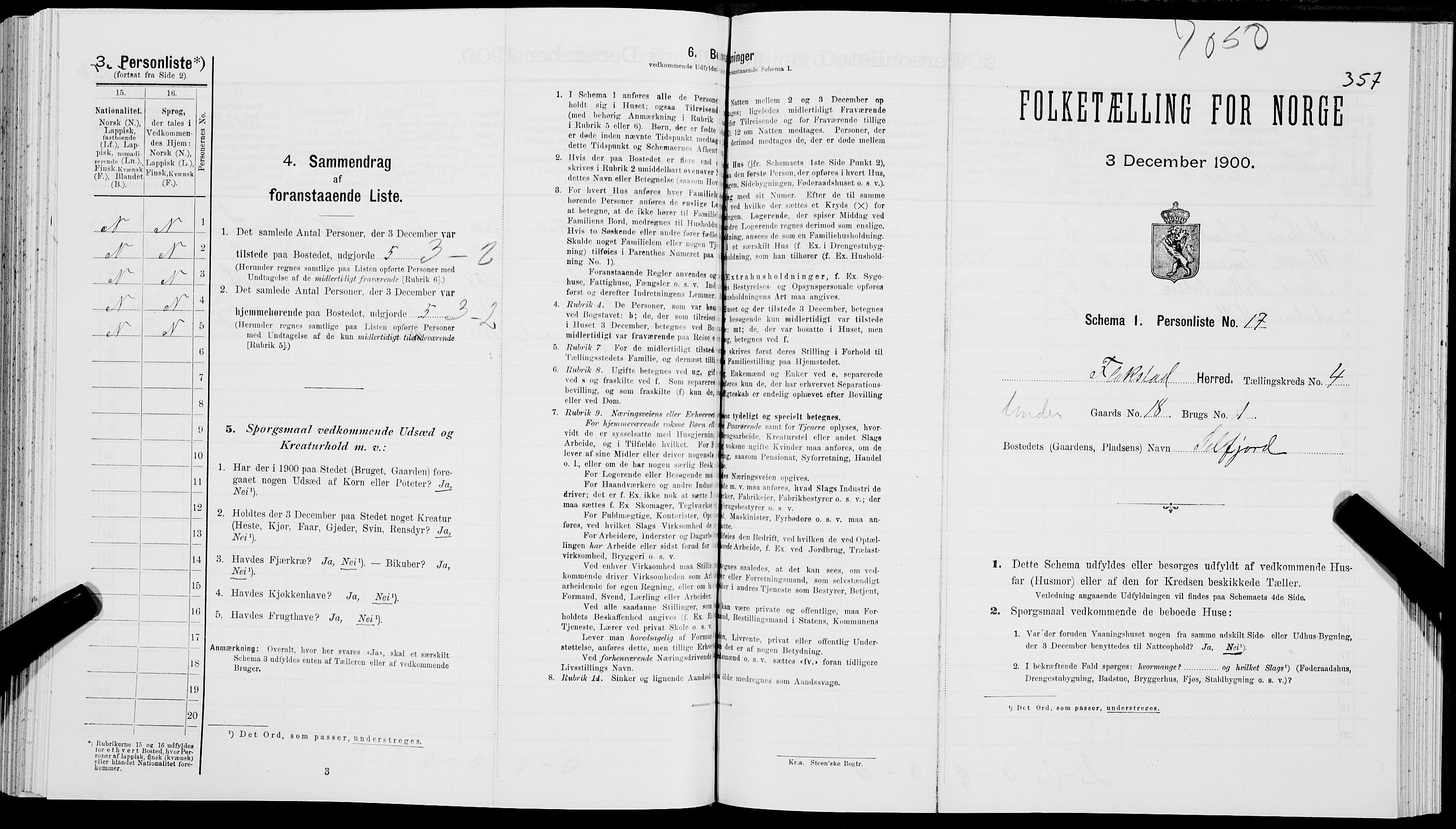 SAT, Folketelling 1900 for 1859 Flakstad herred, 1900, s. 377