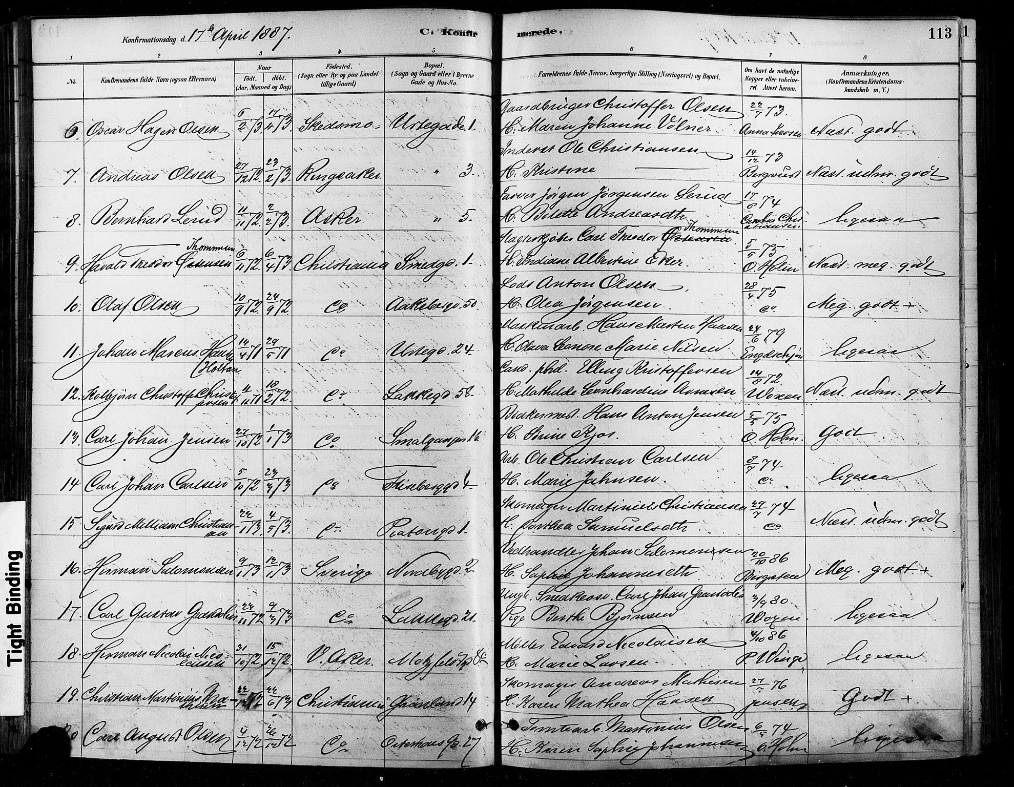 Grønland prestekontor Kirkebøker, AV/SAO-A-10848/F/Fa/L0008: Ministerialbok nr. 8, 1881-1893, s. 113