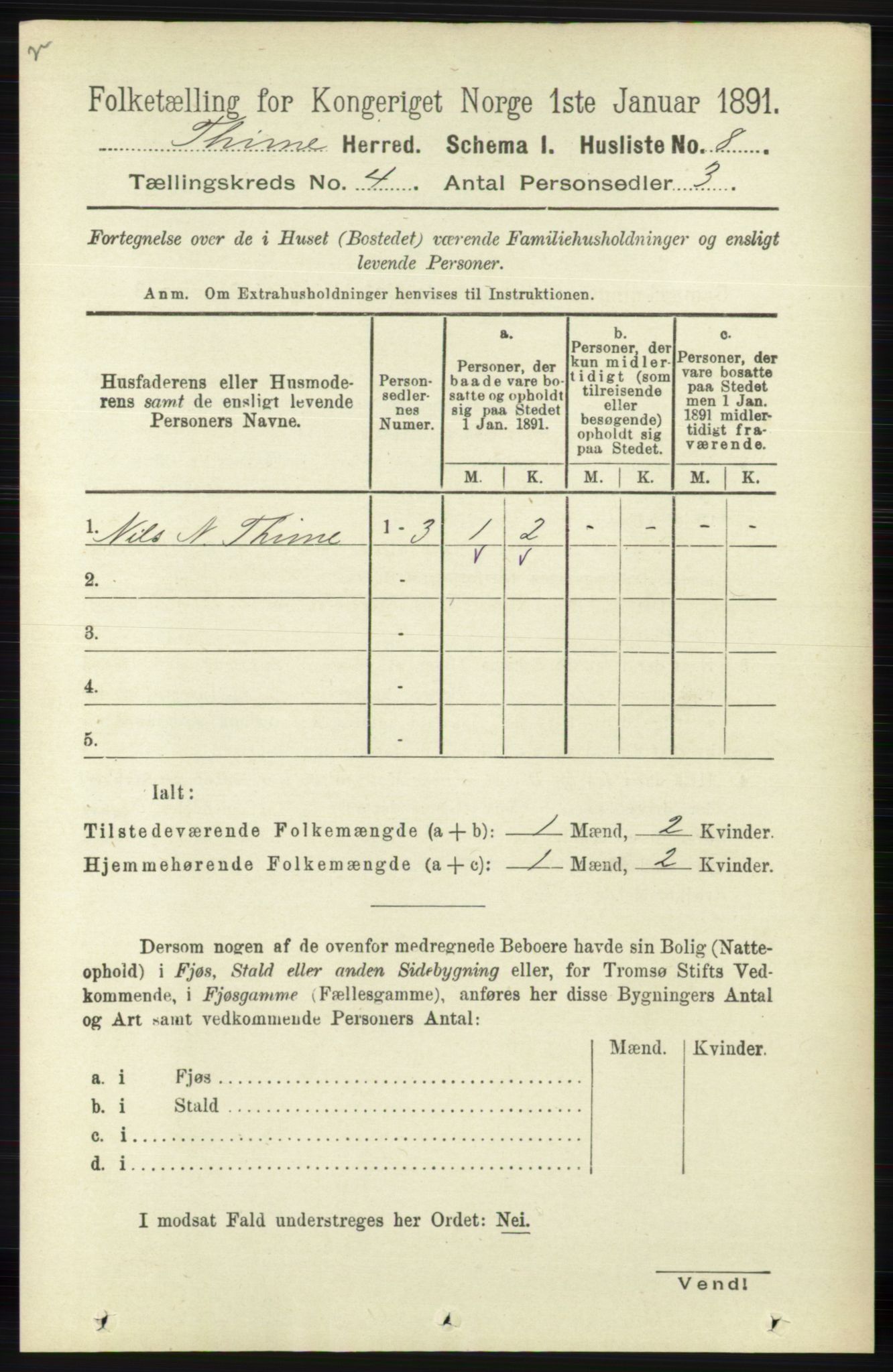 RA, Folketelling 1891 for 1121 Time herred, 1891, s. 1309