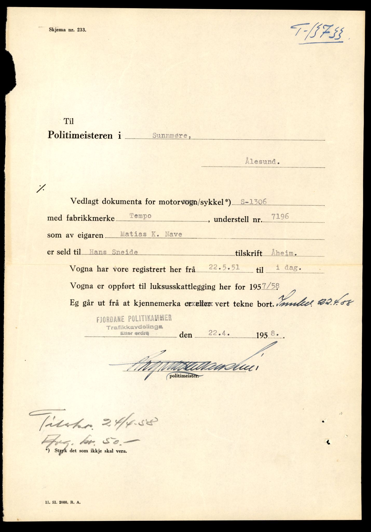 Møre og Romsdal vegkontor - Ålesund trafikkstasjon, AV/SAT-A-4099/F/Fe/L0041: Registreringskort for kjøretøy T 13710 - T 13905, 1927-1998, s. 389
