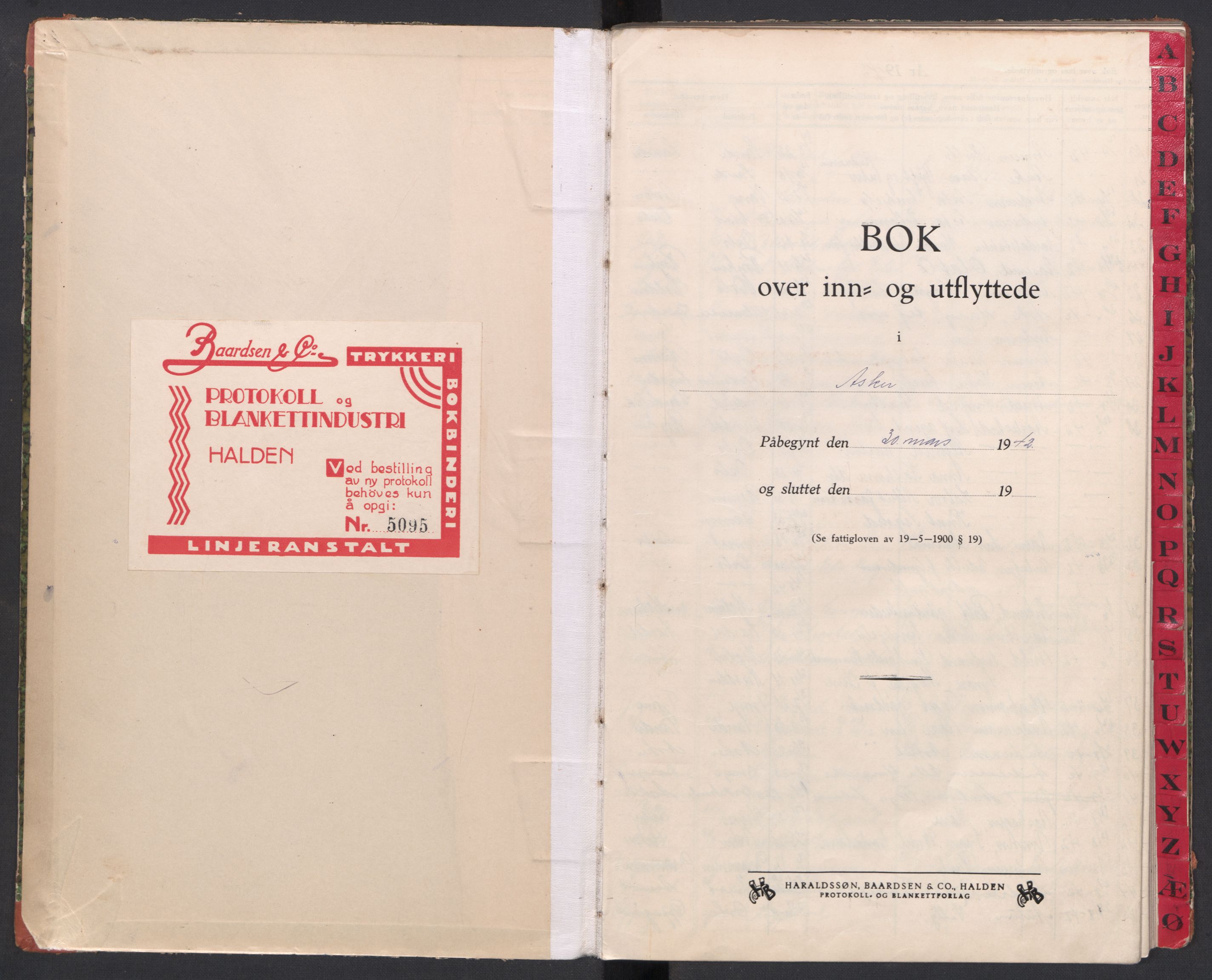 Asker folkeregister, SAO/A-10429/J/L0006: Inn- og utflyttinger, 1942
