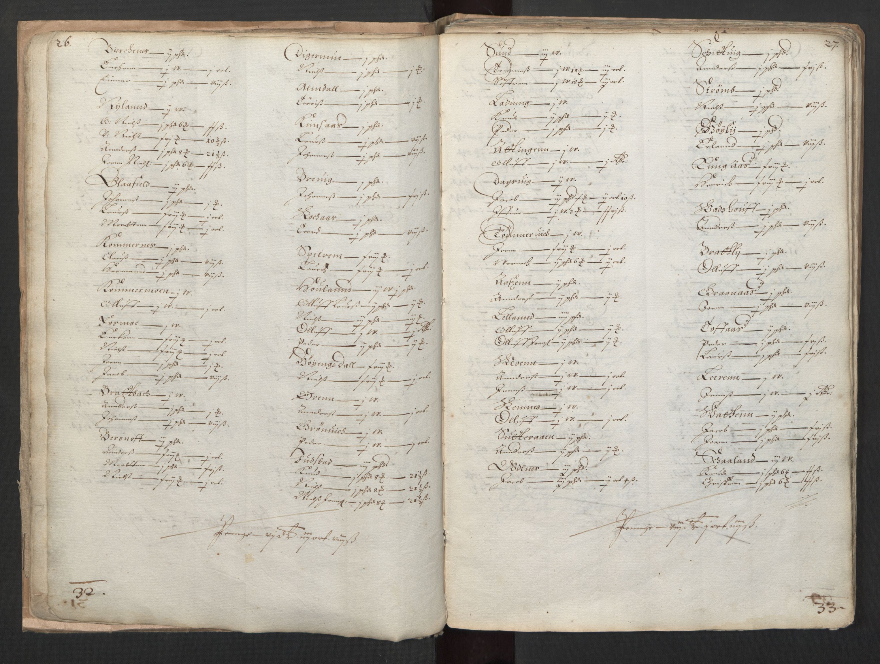 Rentekammeret inntil 1814, Realistisk ordnet avdeling, AV/RA-EA-4070/L/L0030/0002: Nordland lagdømme: / Skattemanntall, 1662, s. 32-33