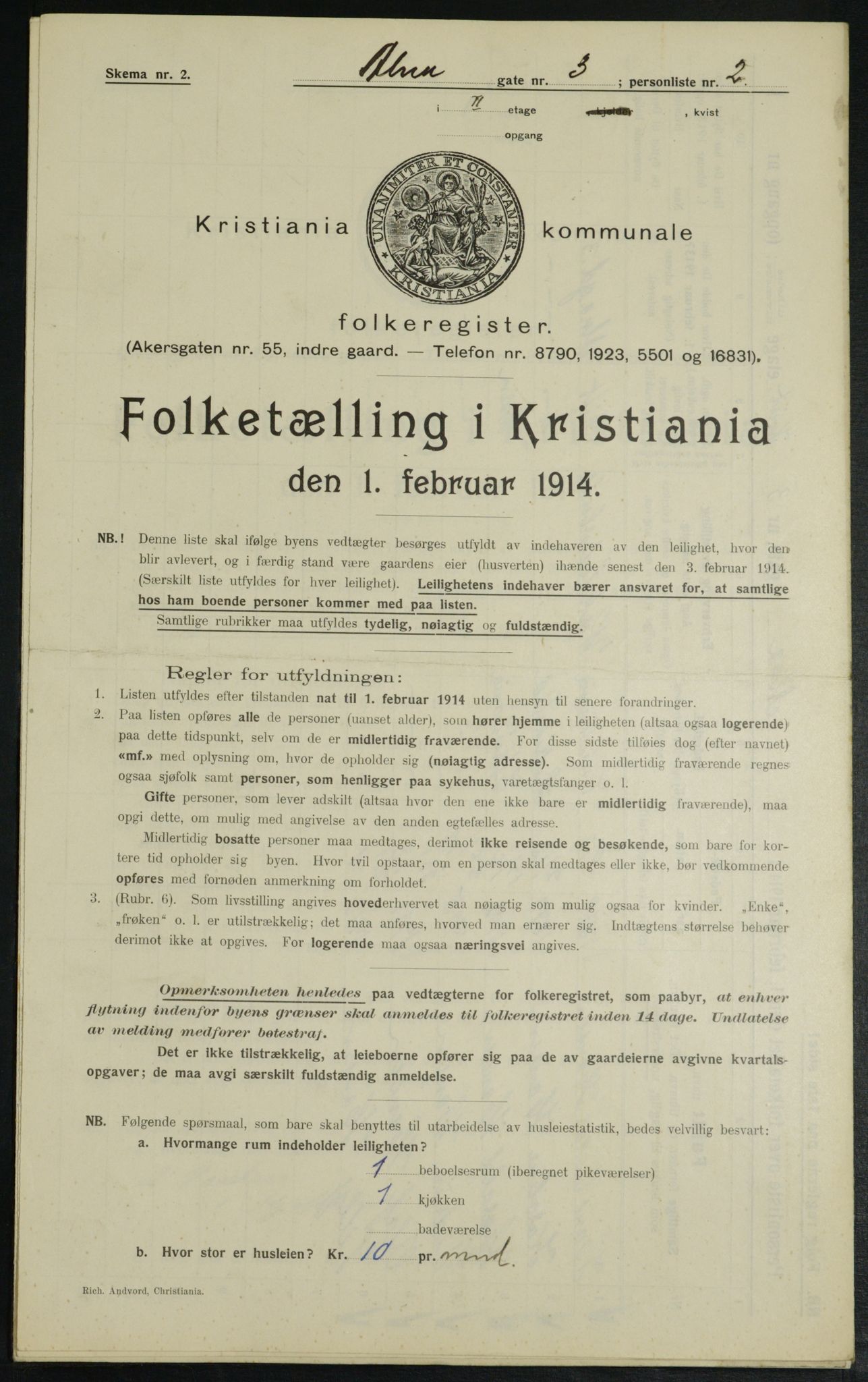 OBA, Kommunal folketelling 1.2.1914 for Kristiania, 1914, s. 1181