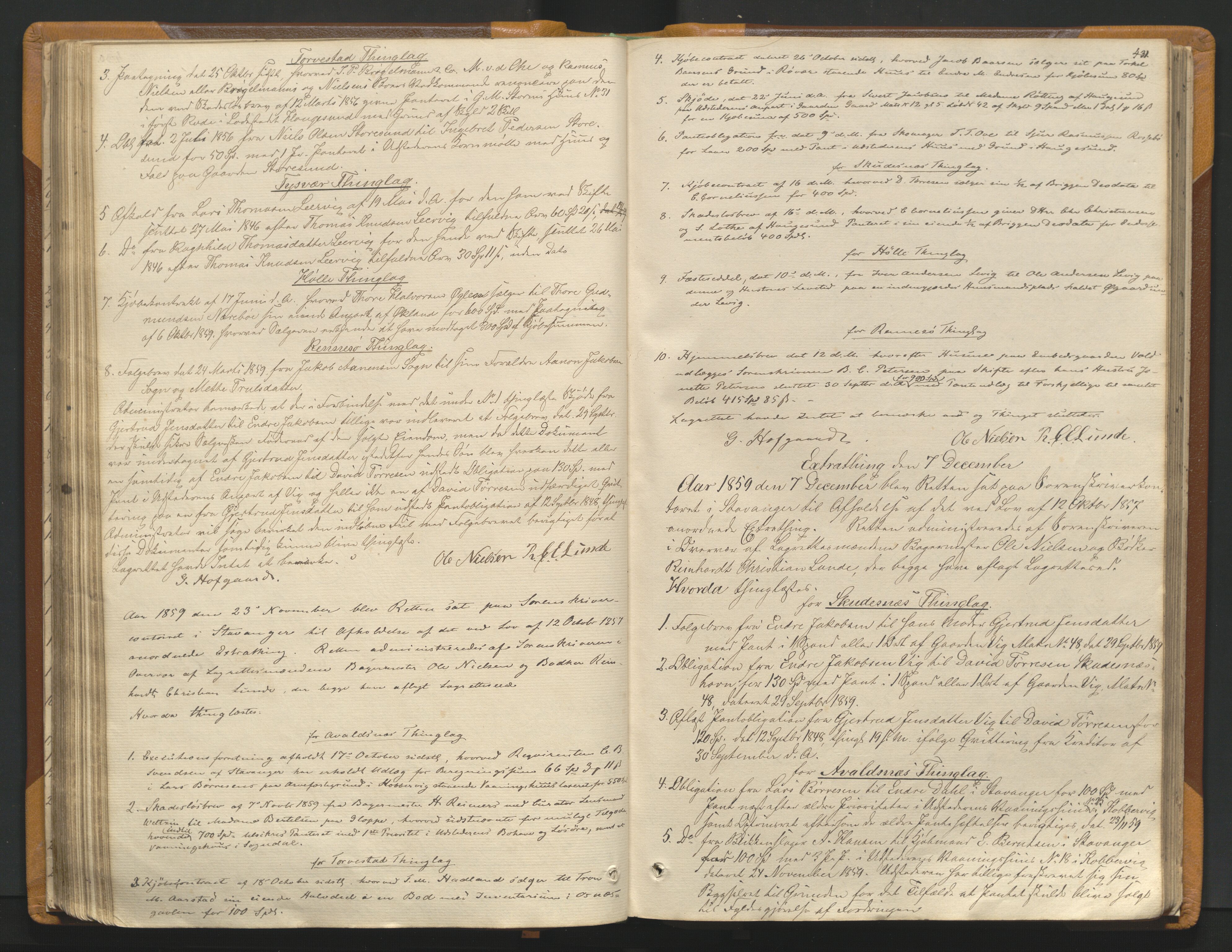Karmsund sorenskriveri, AV/SAST-A-100311/01/I/IA/IAB/L0005: TINGBOK, 1852-1861, s. 430b-431a