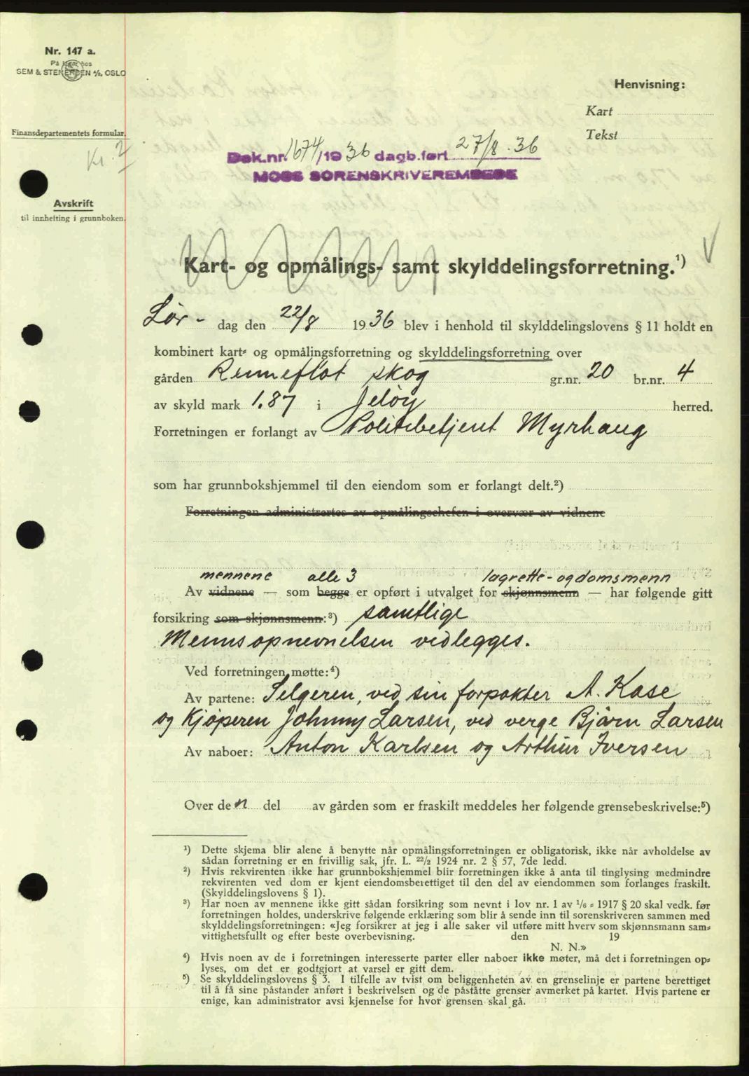 Moss sorenskriveri, SAO/A-10168: Pantebok nr. A1, 1936-1936, Dagboknr: 1674/1936