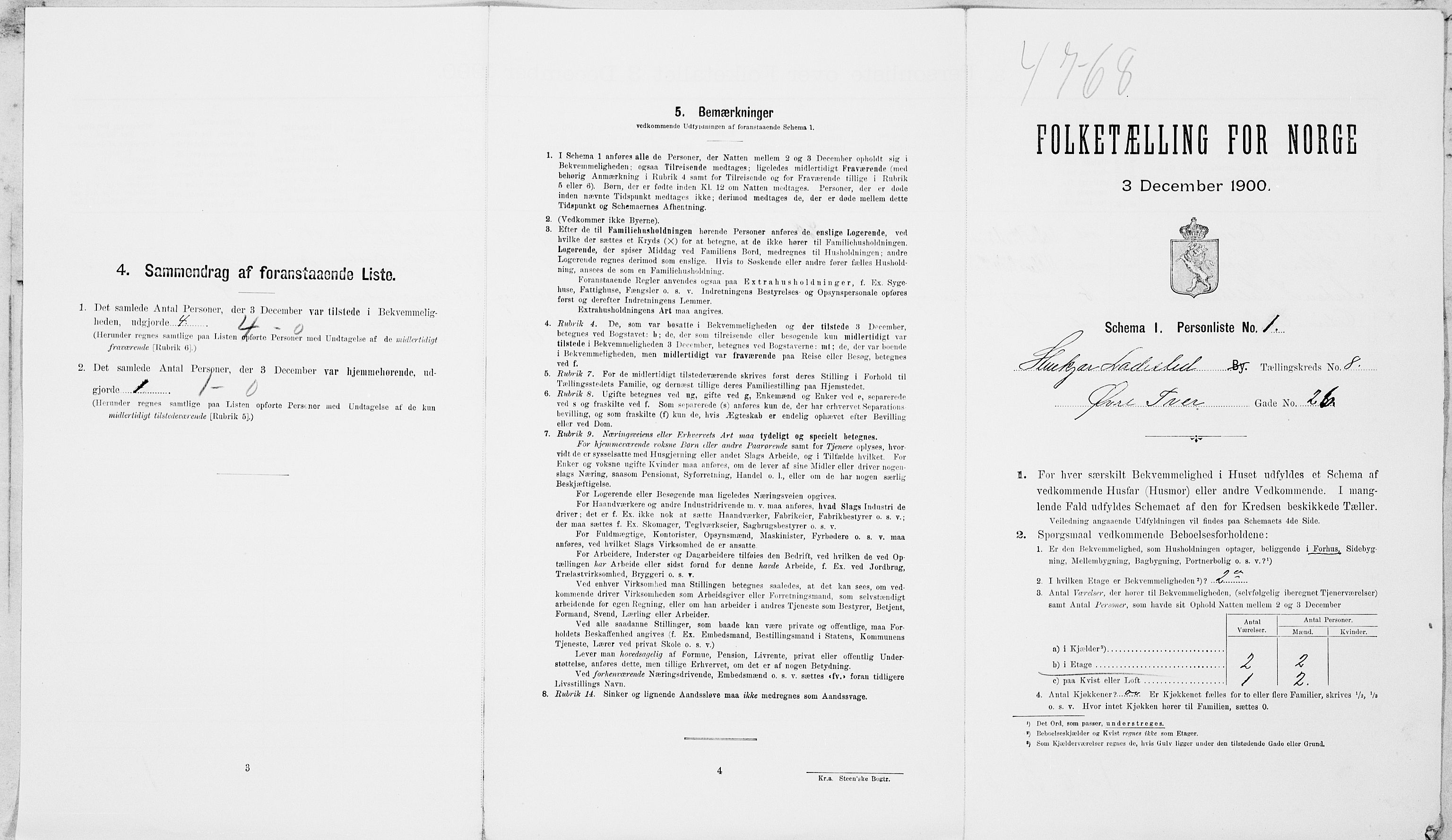 SAT, Folketelling 1900 for 1702 Steinkjer ladested, 1900, s. 905