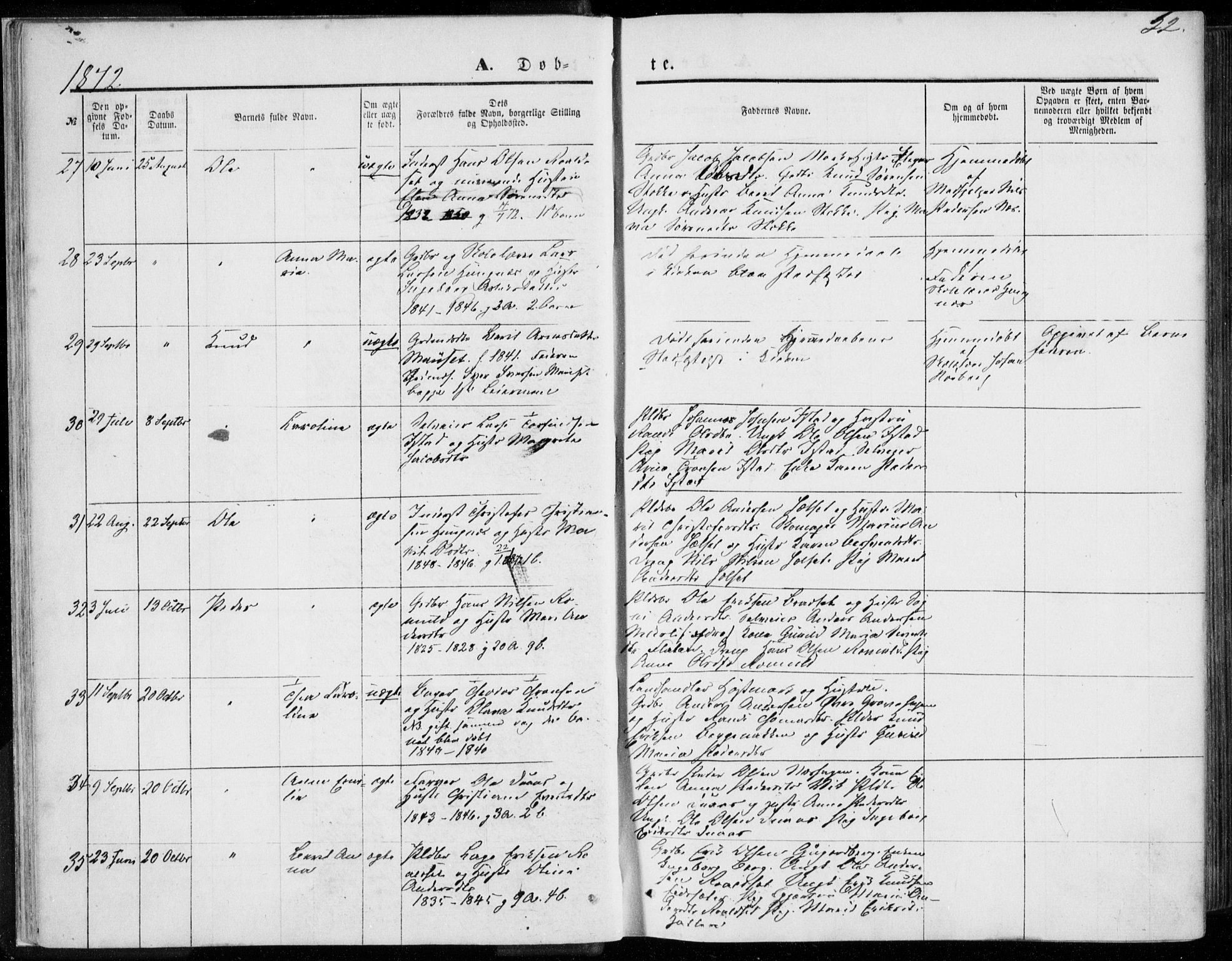 Ministerialprotokoller, klokkerbøker og fødselsregistre - Møre og Romsdal, AV/SAT-A-1454/557/L0681: Ministerialbok nr. 557A03, 1869-1886, s. 22