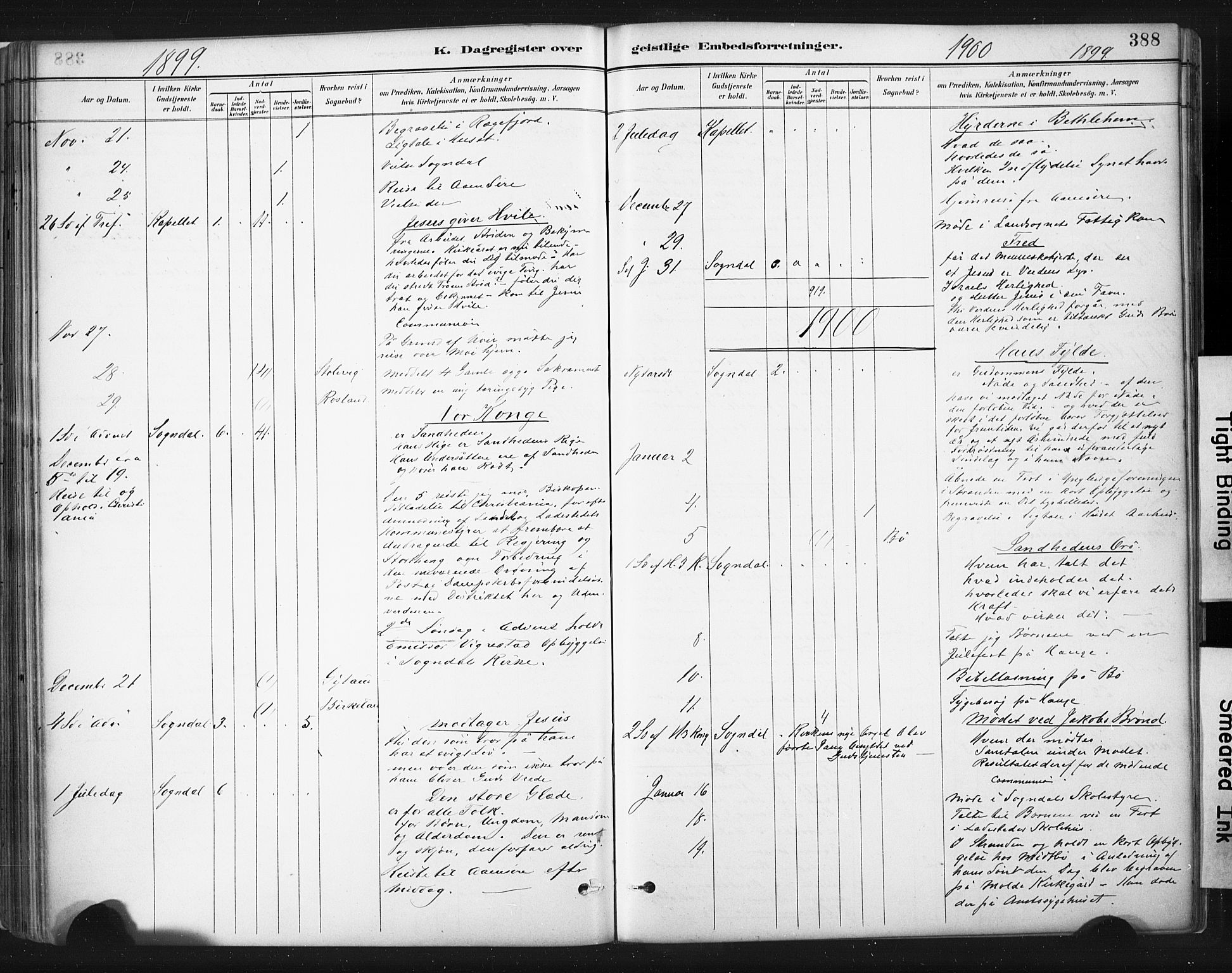 Sokndal sokneprestkontor, AV/SAST-A-101808: Ministerialbok nr. A 11.2, 1887-1905, s. 388