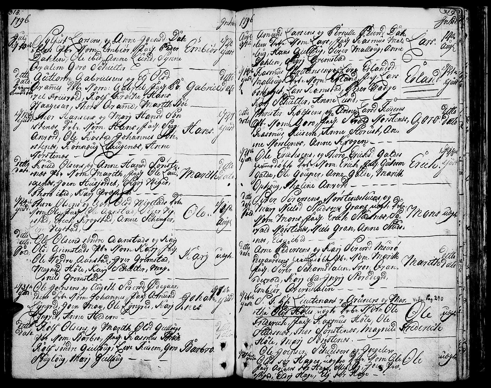 Lom prestekontor, AV/SAH-PREST-070/K/L0002: Ministerialbok nr. 2, 1749-1801, s. 318-319