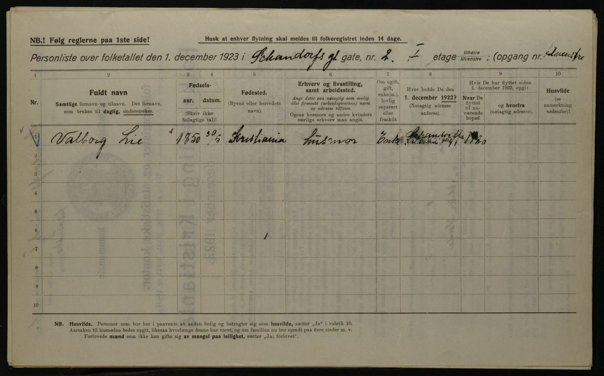 OBA, Kommunal folketelling 1.12.1923 for Kristiania, 1923, s. 99232