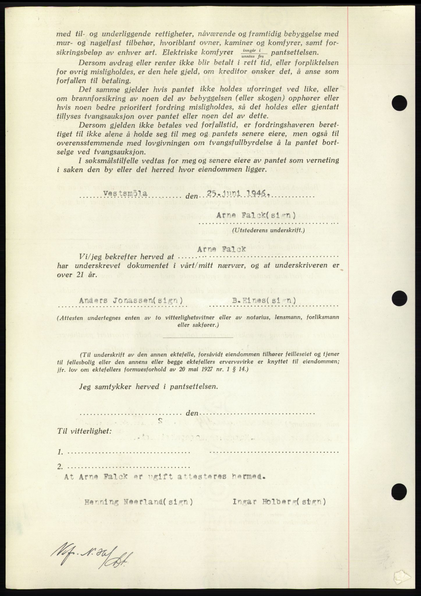 Nordmøre sorenskriveri, AV/SAT-A-4132/1/2/2Ca: Pantebok nr. B94, 1946-1946, Dagboknr: 1731/1946