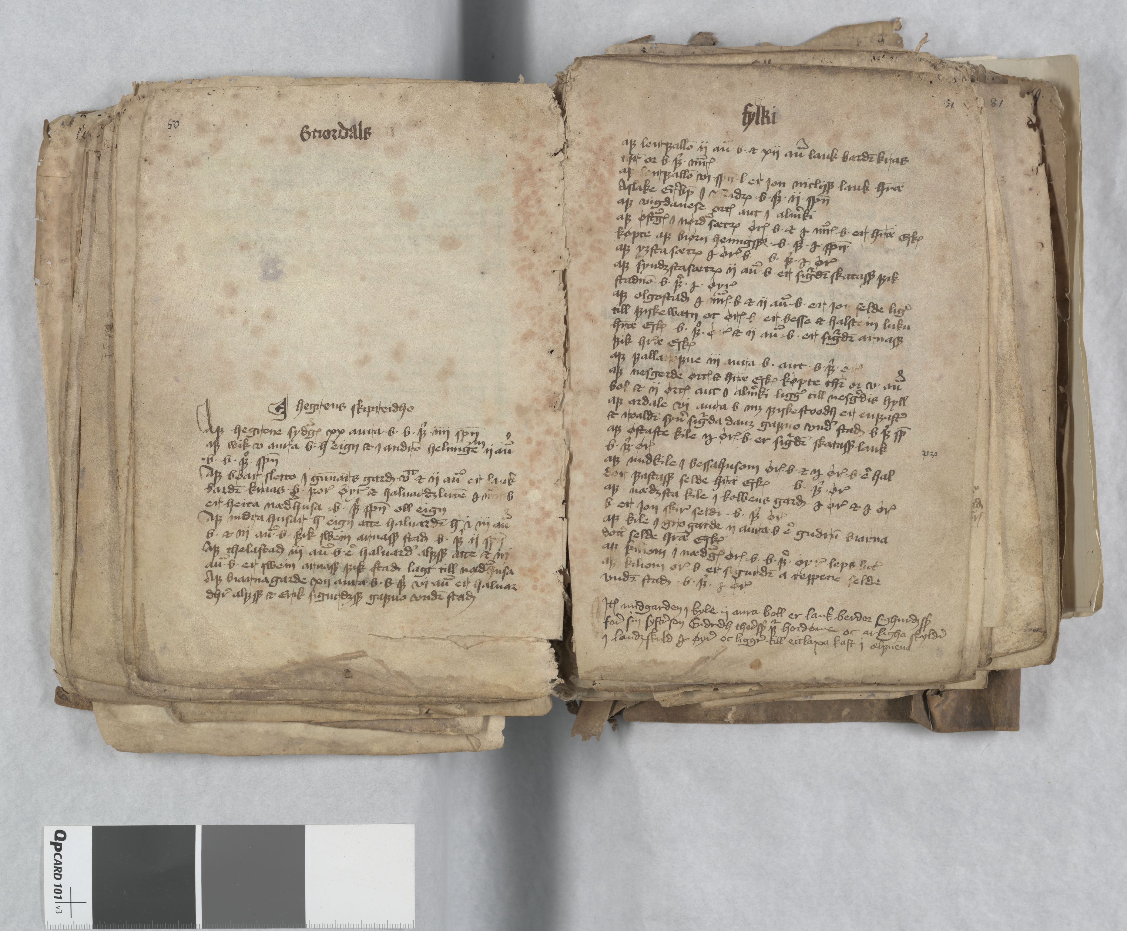 Riksarkivets diplomsamling, RA/EA-5965/F13/F13b/L0013: NRA dipl. München papir, nr. 4292 Aslak Bolts jordebok., 1430-1439, s. 50-51