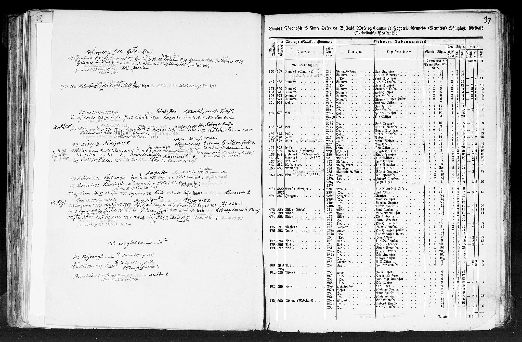 Rygh, AV/RA-PA-0034/F/Fb/L0014: Matrikkelen for 1838 - Søndre Trondhjems amt (Sør-Trøndelag fylke), 1838, s. 37a