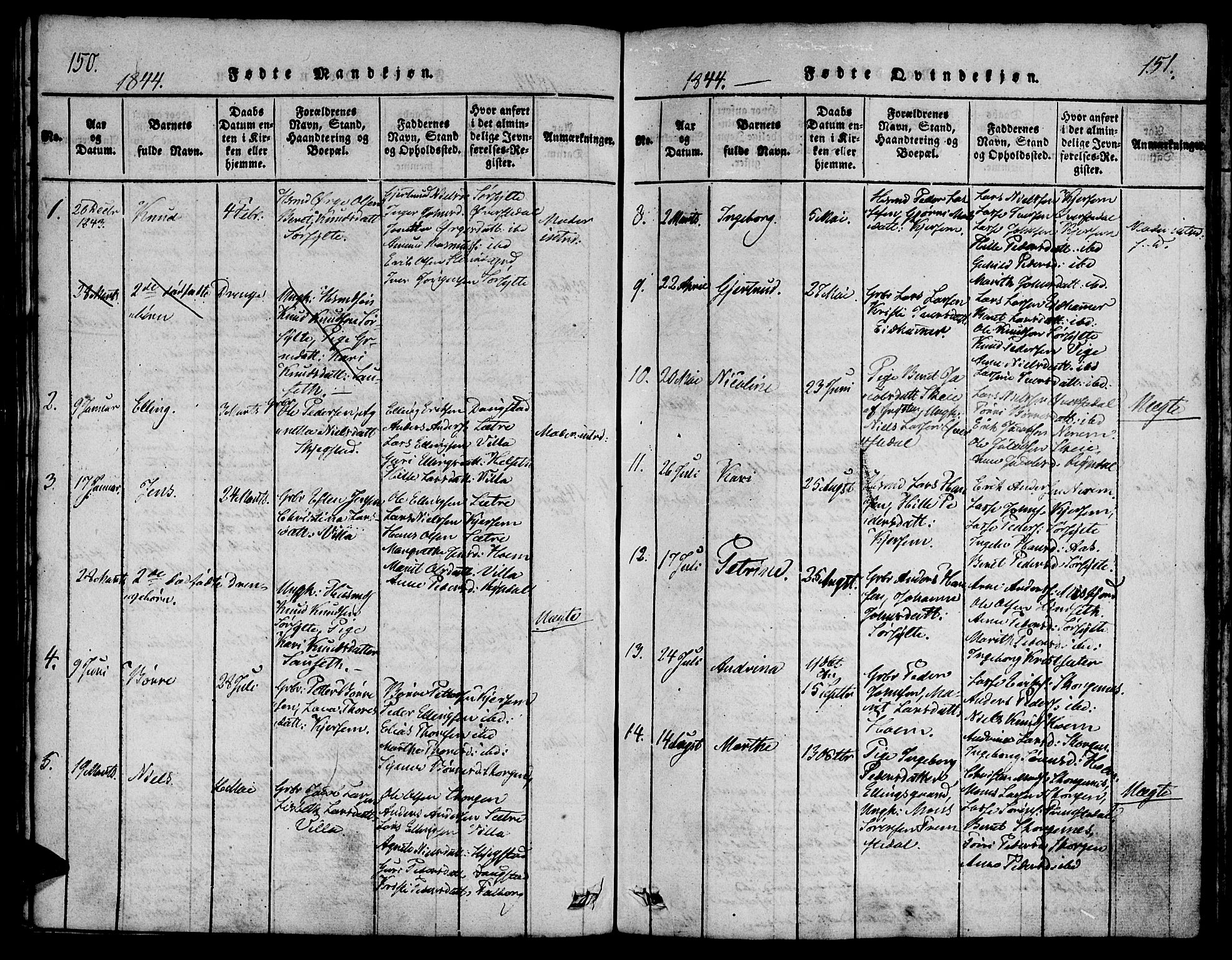 Ministerialprotokoller, klokkerbøker og fødselsregistre - Møre og Romsdal, AV/SAT-A-1454/541/L0544: Ministerialbok nr. 541A01, 1818-1847, s. 150-151