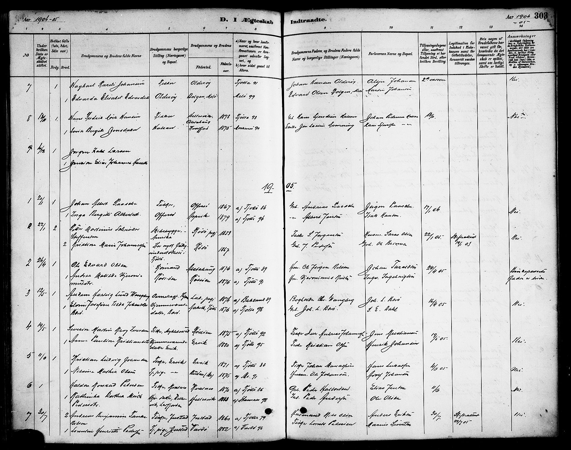 Ministerialprotokoller, klokkerbøker og fødselsregistre - Nordland, SAT/A-1459/817/L0268: Klokkerbok nr. 817C03, 1884-1920, s. 303