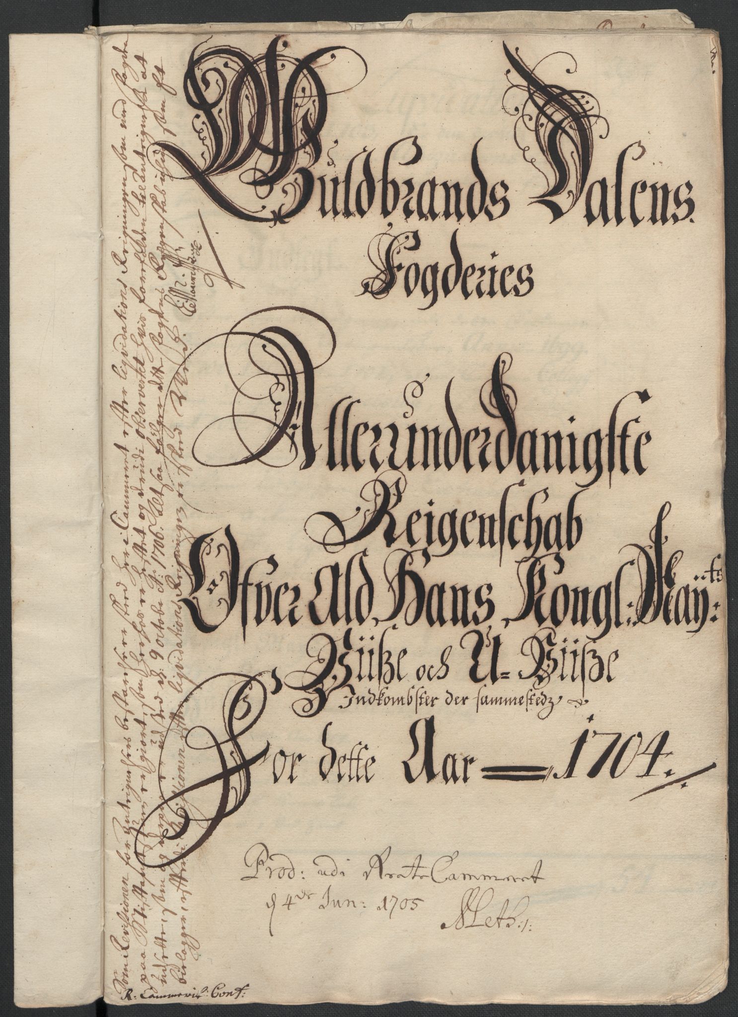 Rentekammeret inntil 1814, Reviderte regnskaper, Fogderegnskap, RA/EA-4092/R17/L1177: Fogderegnskap Gudbrandsdal, 1704, s. 3