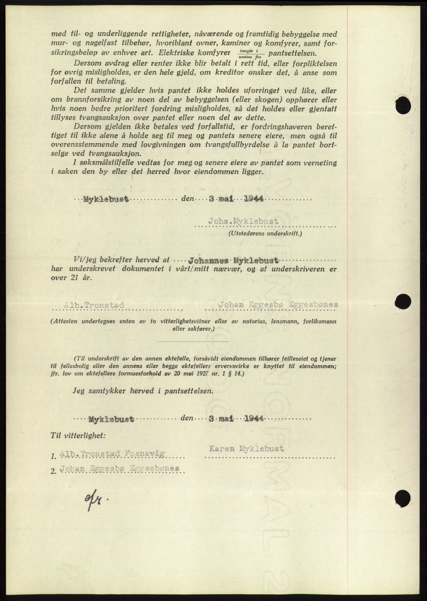 Søre Sunnmøre sorenskriveri, AV/SAT-A-4122/1/2/2C/L0114: Pantebok nr. 1-2B, 1943-1947, Dagboknr: 737/1944