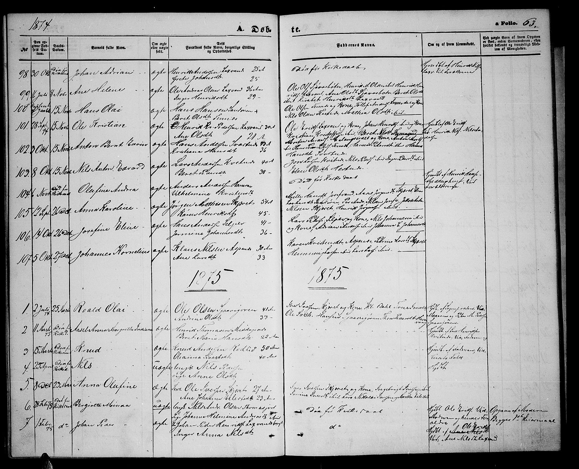 Balsfjord sokneprestembete, AV/SATØ-S-1303/G/Ga/L0006klokker: Klokkerbok nr. 6, 1863-1878, s. 63