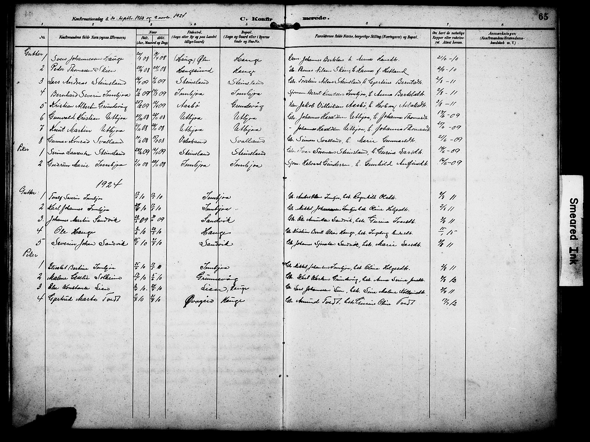 Ølen Sokneprestembete, AV/SAB-A-79201/H/Hab: Klokkerbok nr. B 1, 1895-1930, s. 65