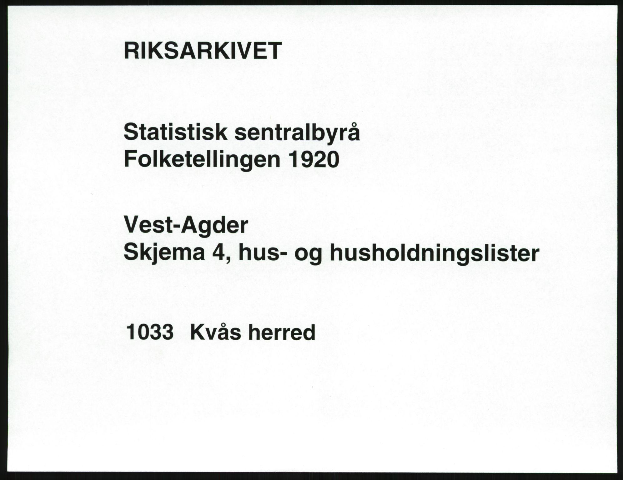 SAK, Folketelling 1920 for 1033 Kvås herred, 1920, s. 28