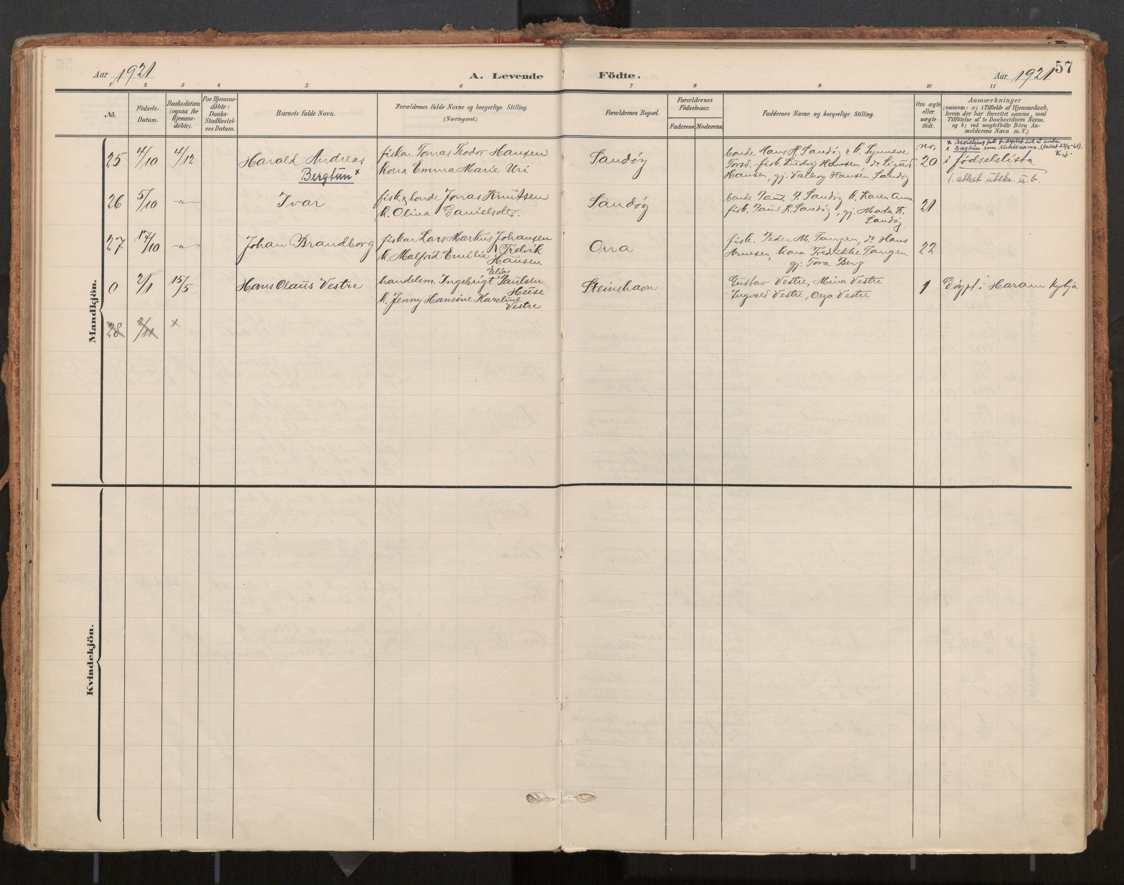 Ministerialprotokoller, klokkerbøker og fødselsregistre - Møre og Romsdal, AV/SAT-A-1454/561/L0730: Ministerialbok nr. 561A04, 1901-1929, s. 57