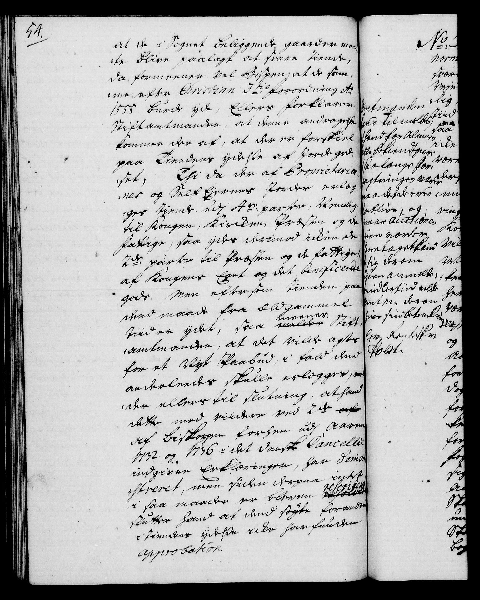 Rentekammeret, Kammerkanselliet, RA/EA-3111/G/Gh/Gha/L0021: Norsk ekstraktmemorialprotokoll (merket RK 53.66), 1739, s. 54