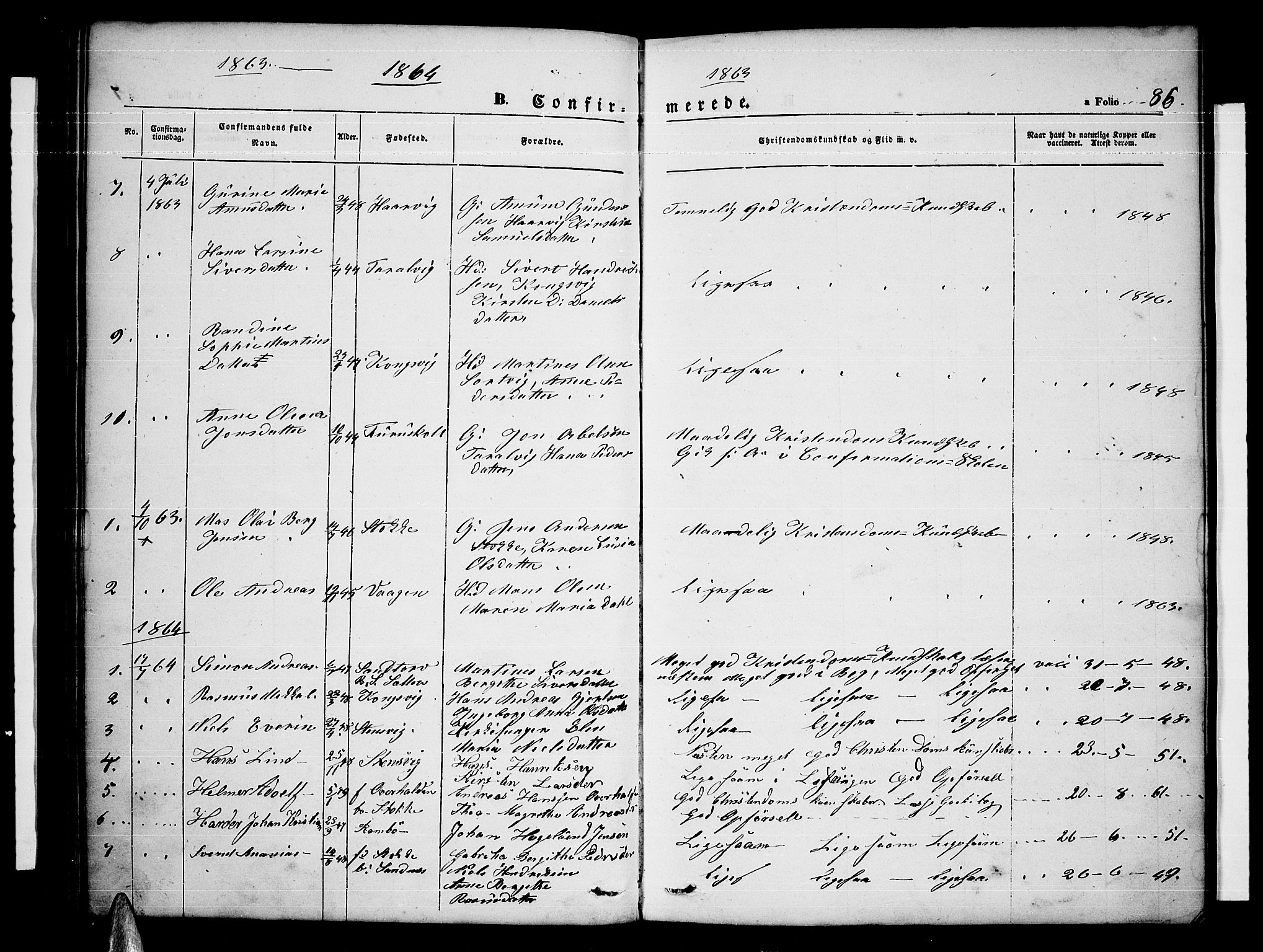 Ministerialprotokoller, klokkerbøker og fødselsregistre - Nordland, AV/SAT-A-1459/865/L0929: Klokkerbok nr. 865C01, 1840-1866, s. 86