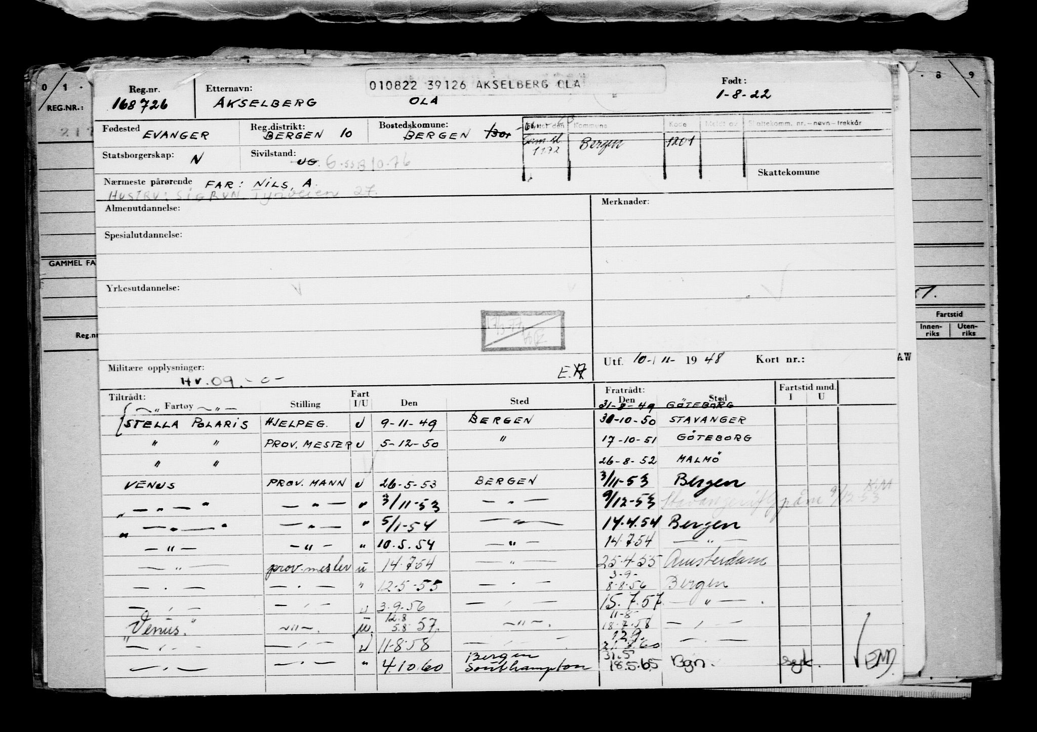 Direktoratet for sjømenn, AV/RA-S-3545/G/Gb/L0209: Hovedkort, 1922, s. 274