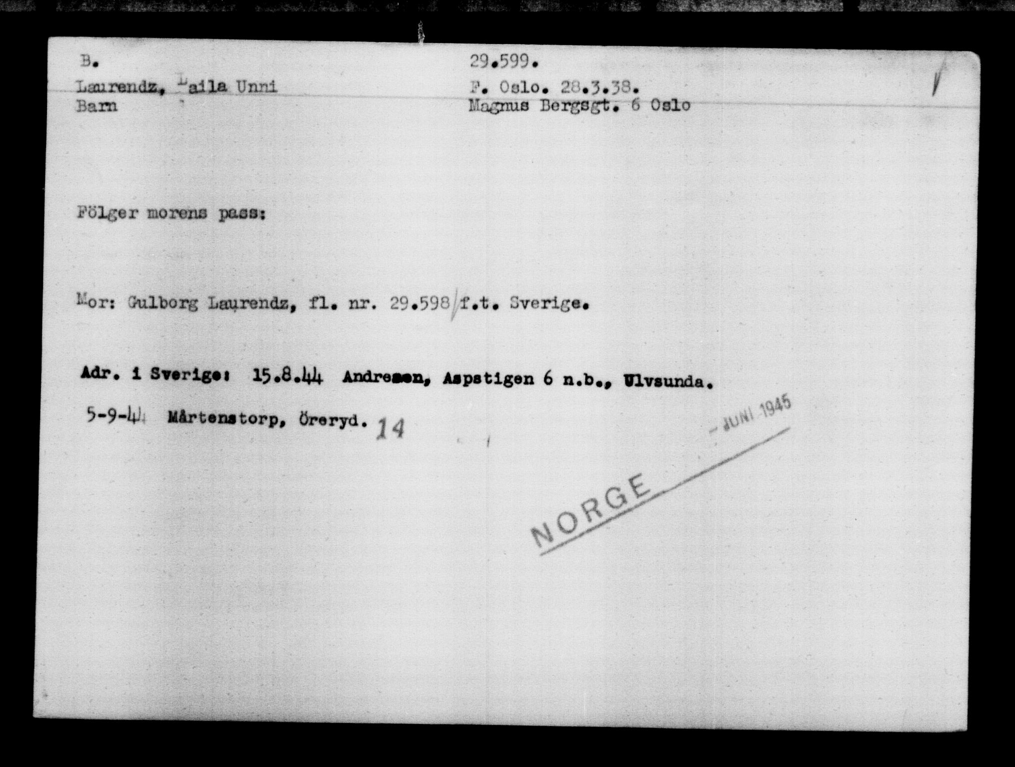 Utenriksstasjonene, Legasjonen i Stockholm, Flyktningkontoret, AV/RA-S-6753/V/Va/L0012: Kjesäterkartoteket, flyktninger med registreringsnr. 28300-31566, 1940-1945, s. 1426