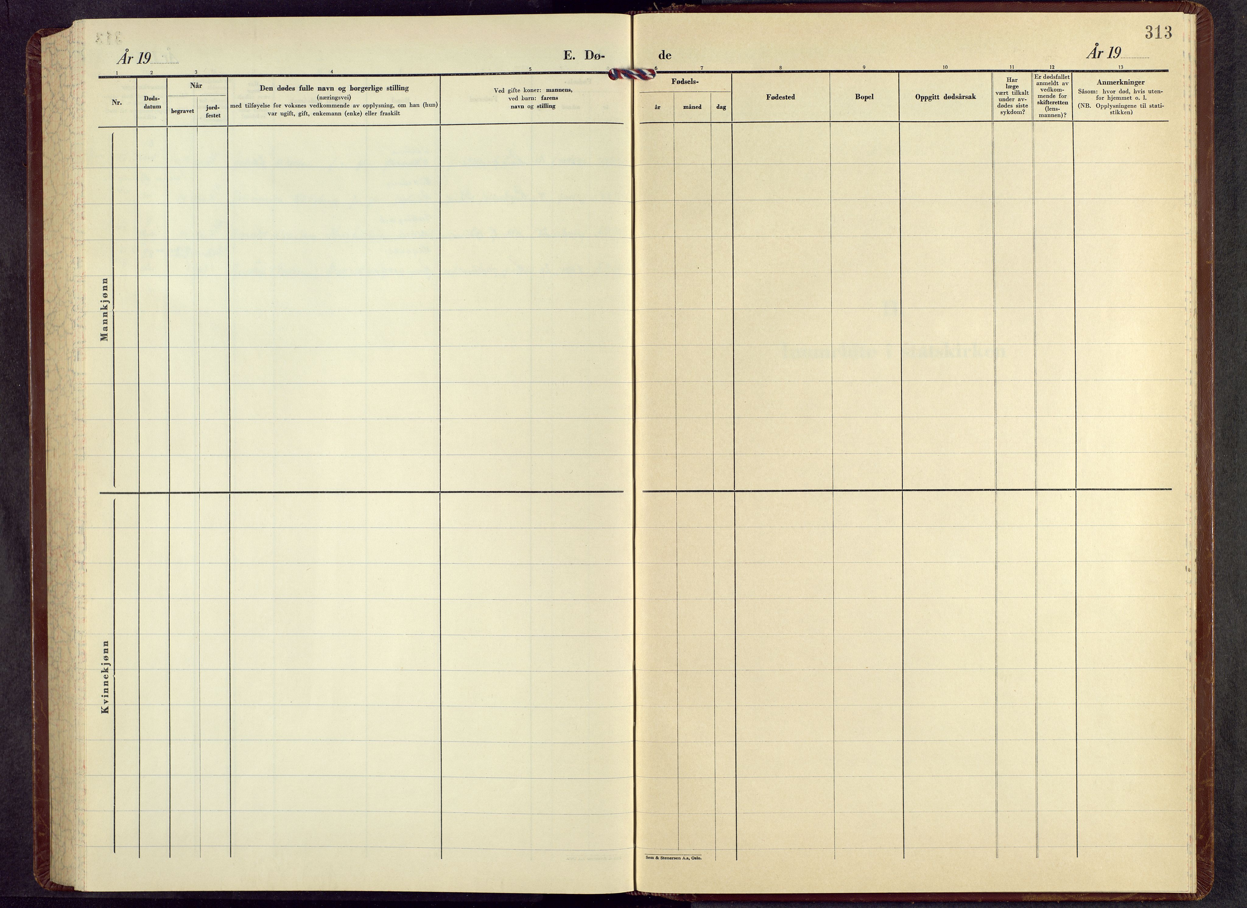 Ringsaker prestekontor, AV/SAH-PREST-014/L/La/L0022: Klokkerbok nr. 22, 1957-1966, s. 313